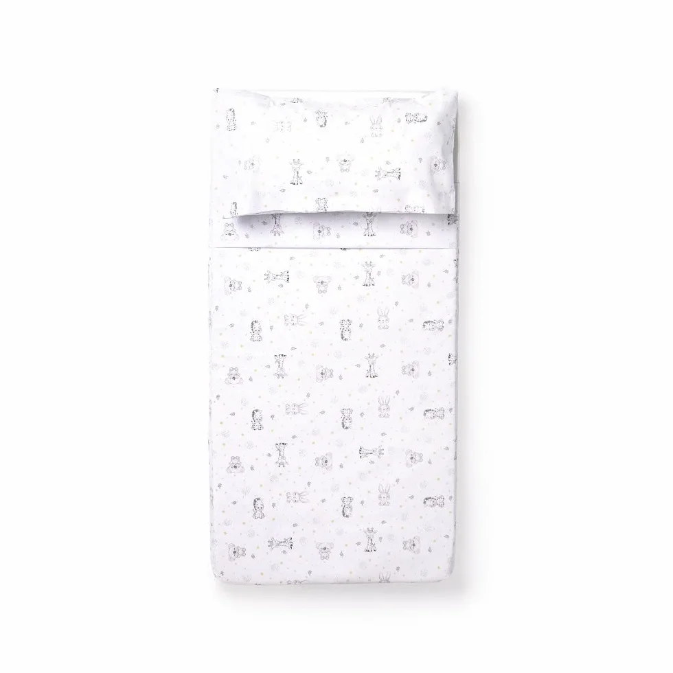 Juego de sábanas de Minicuna KOALA en blanco rosa · 100% ALGODÓN · INTERBABY