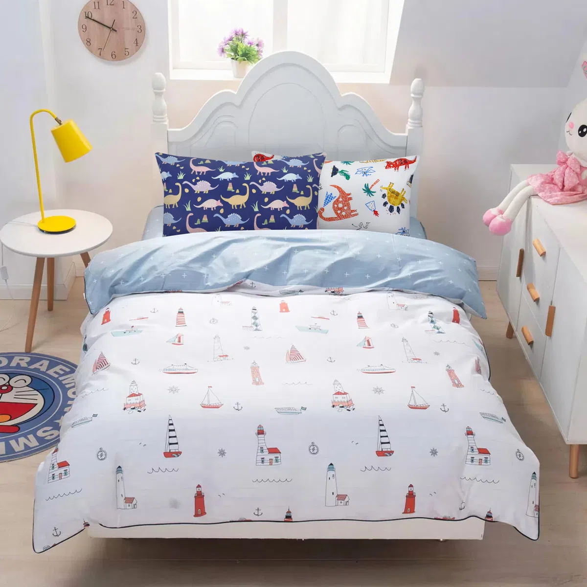 Juego de 2 fundas de almohada para niños, 100 % algodón, 40 x 60 cm, funda de almohada suave y transpirable, para niños y niñas, funda de almohada de bebé con sobre
