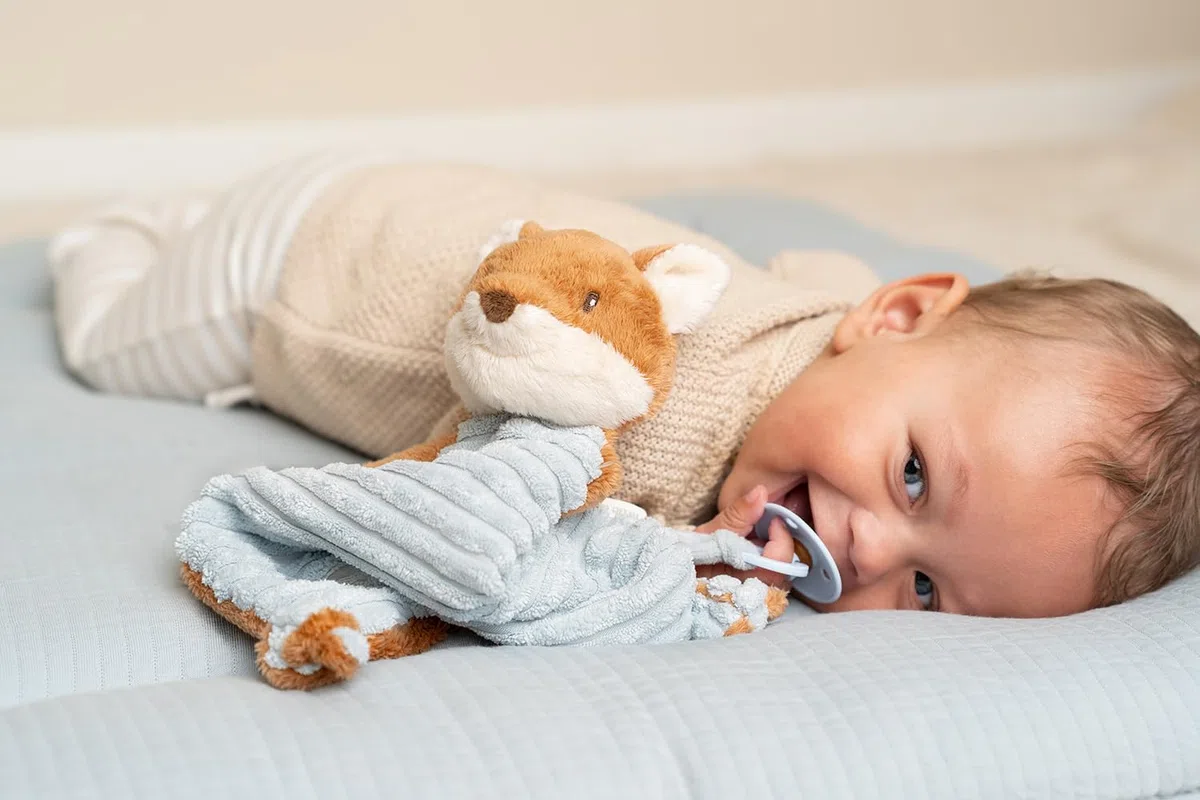 Little Dutch 8902 Doudou con chupete de zorro Forest Friends Azul