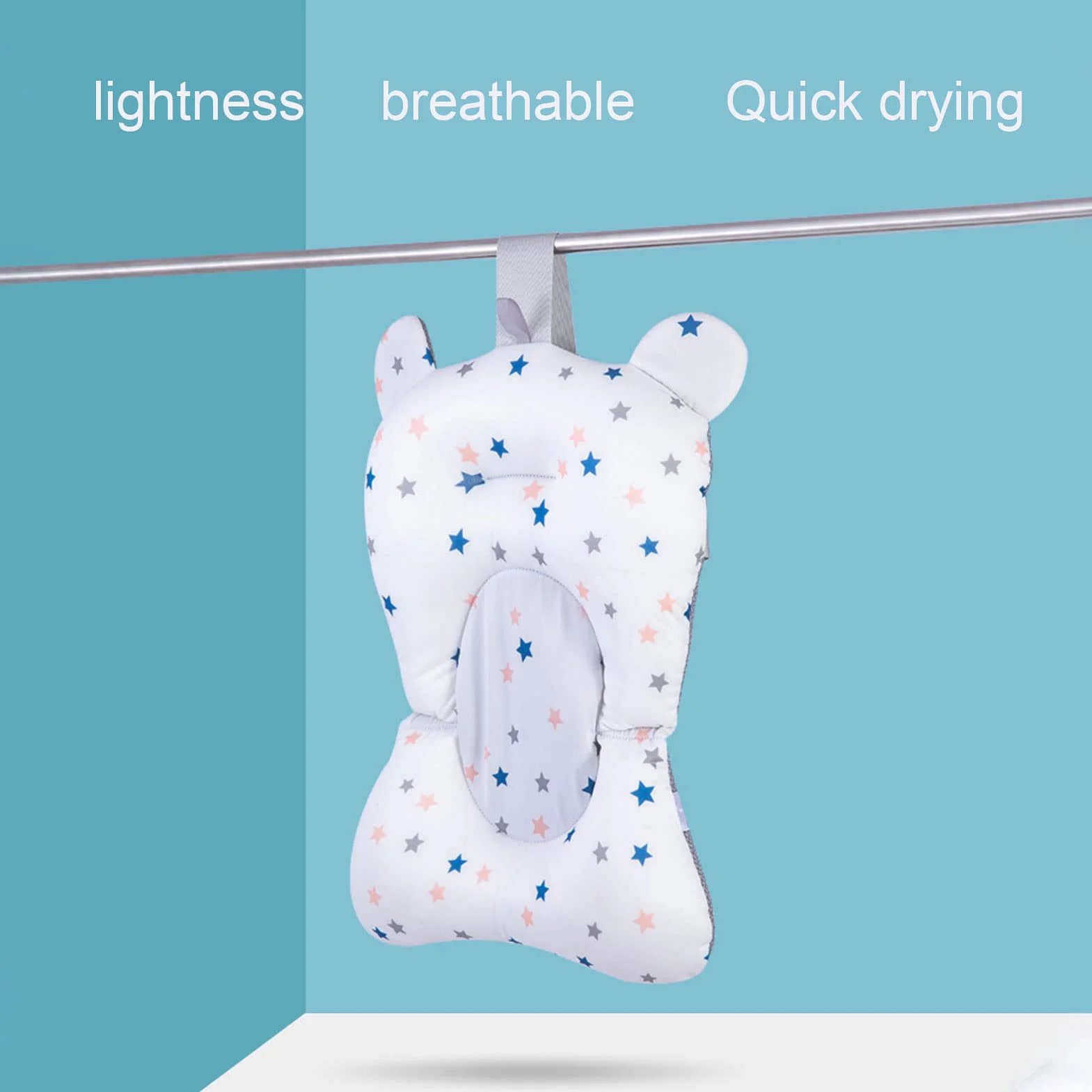 Asiento de Baño para bebé, Cojín para Bañera de bebé para Lavabo de Bañera para Recién Nacido, Soporte de Baño Ajustable Plegable Flotante para bebé, Fácil de Limpiar (estrellas