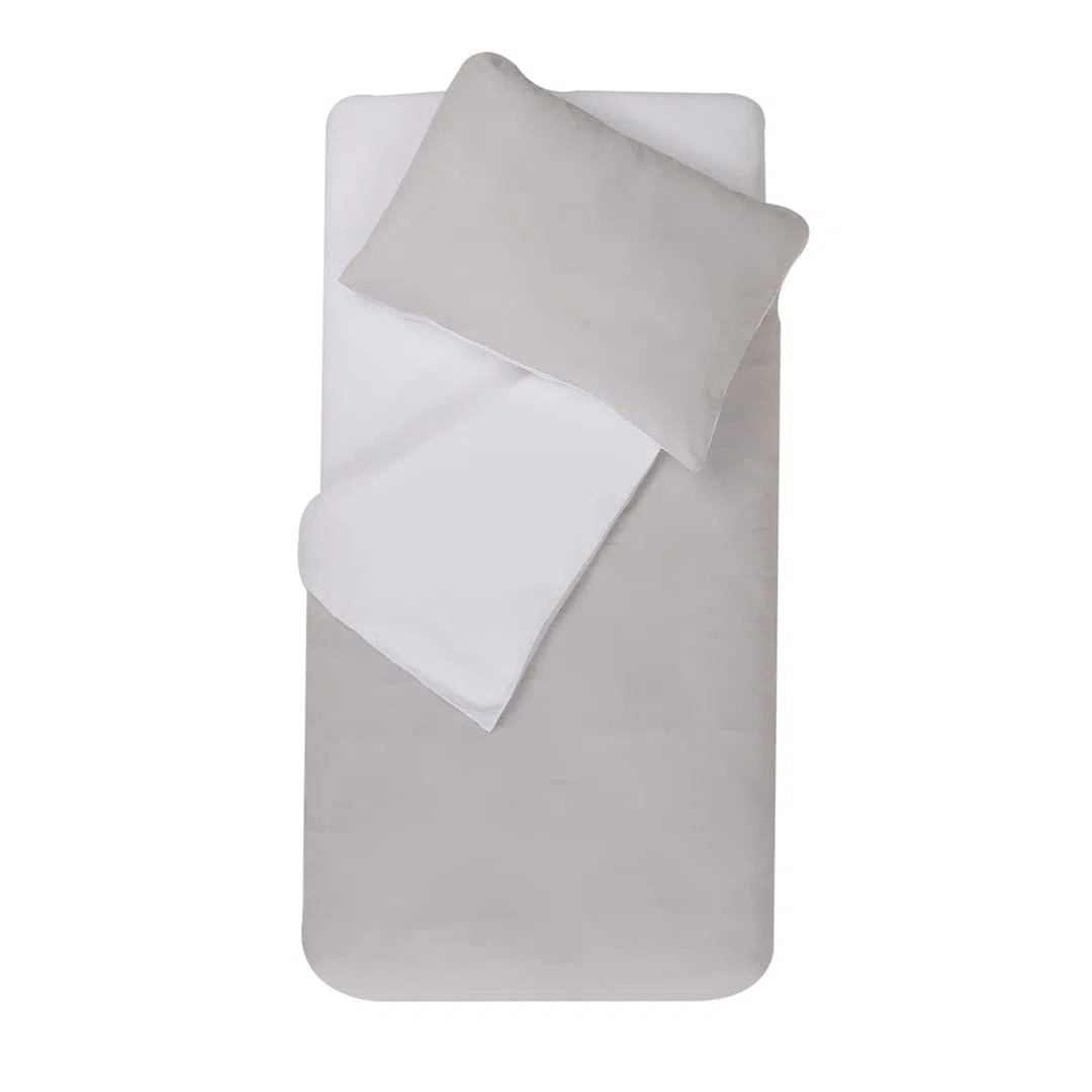 Domiva – Juego de edredón de 75 x 120 + Funda de Almohada 35 x 45 cm, Perla/Blanco
