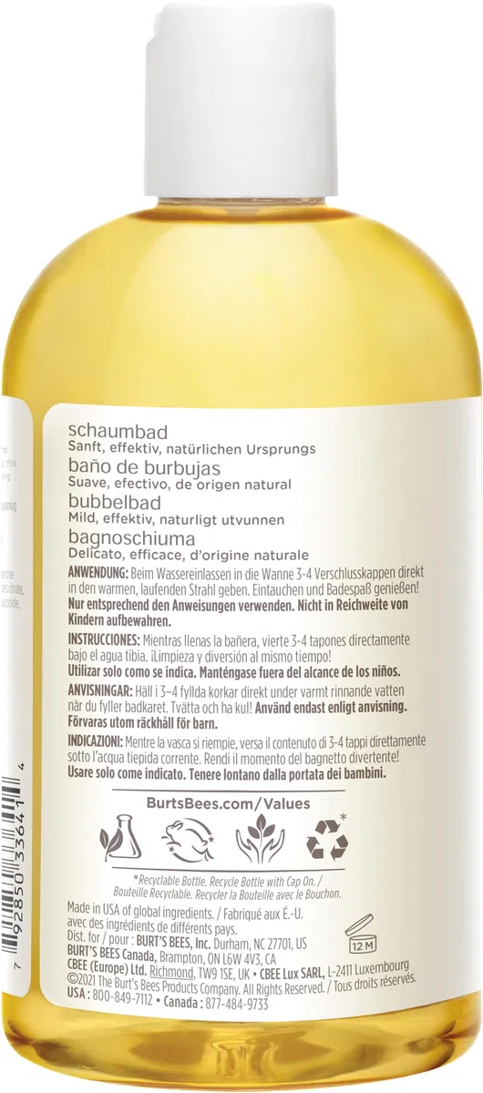 Burt's Bees gramosel de baño y baño de burbujas para bebés, suave para el cuidado diario, sin lágramosrimas y probado por pediatras, 354.8 milímetro