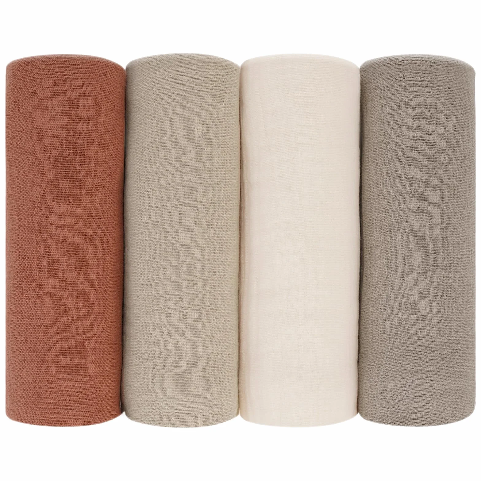 Muselinas Bebé Paño 60x60 cm, 100% Algodón Super Absorbentes Suave y Transpirable Gasas para Bebes Toallas Bebe de Muselinas para Recien Nacido Niñas Niños, 4 Piezas, Marrón