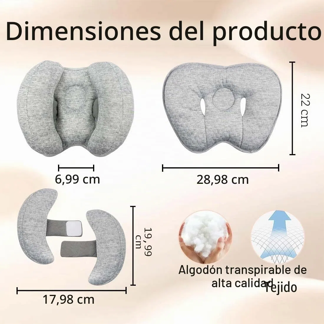 Almohada cervical para bebé, paquete de 1, almohada cervical para recién nacido, almohada cervical 2 en 1, almohada de viaje para apoyar la cabeza en el cochecito
