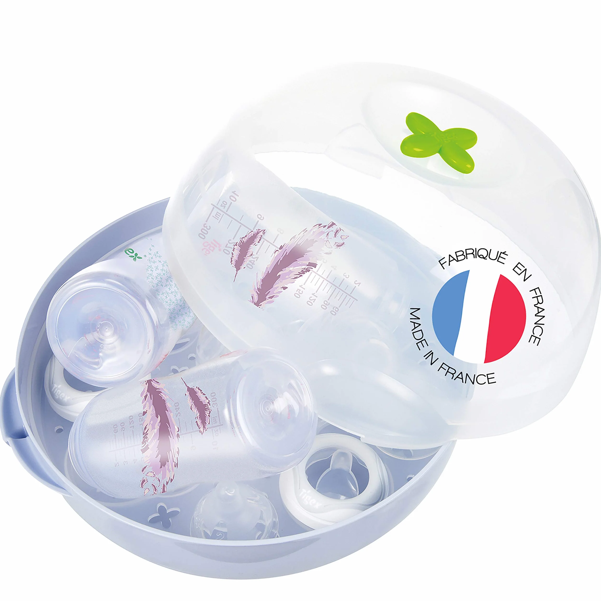 Tigex Esterilizador biberones microondas | Gran capacidad: 5 botellas | Esteriliza las botellas de bebé en 4 minutos