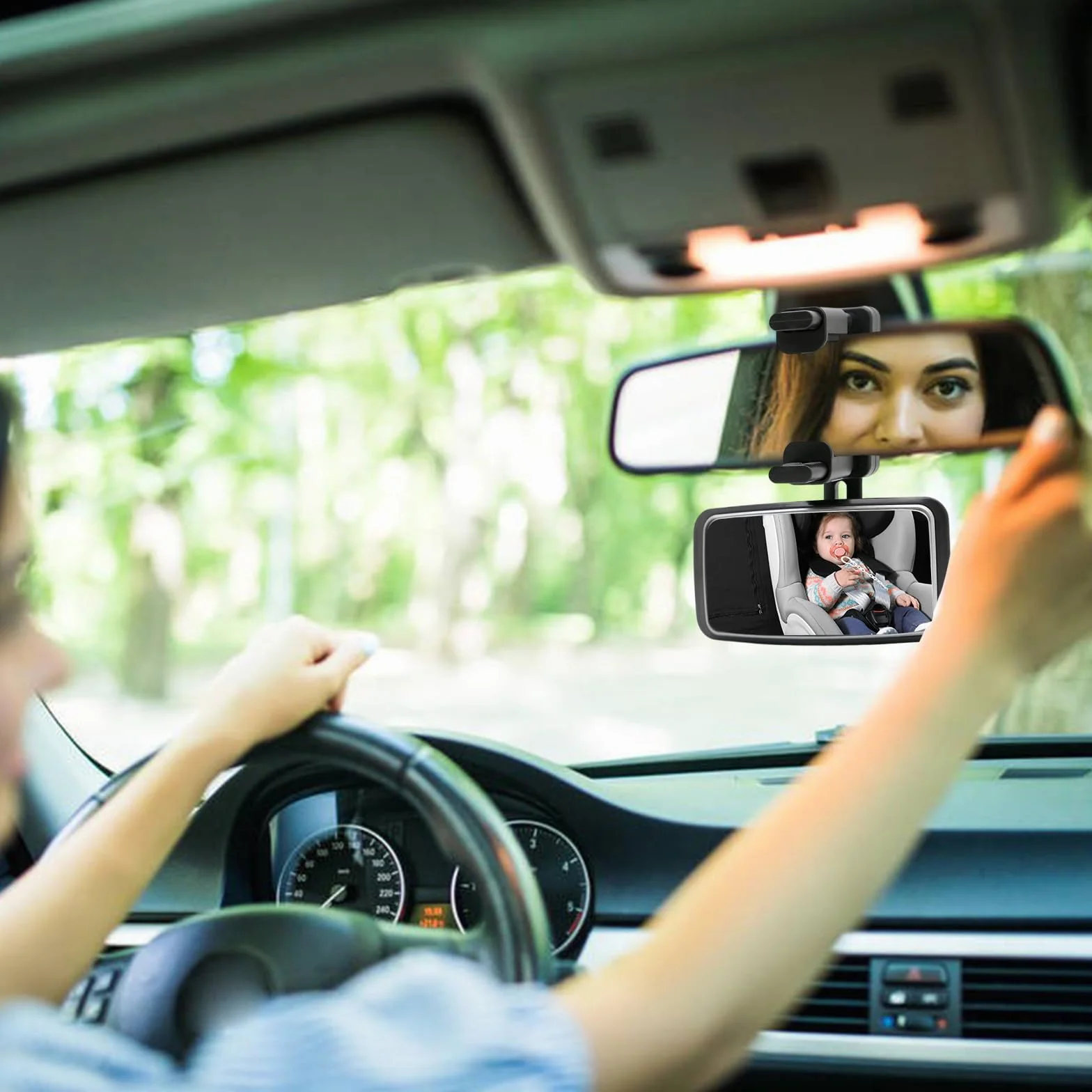 Espejo de Coche para Bebe, Rotación 360° Espejo Retrovisor Bebe Coche, Espejo de Cristal, Instalación Sencilla, Espejo para Coche para Seguridad de los Asientos Trasero