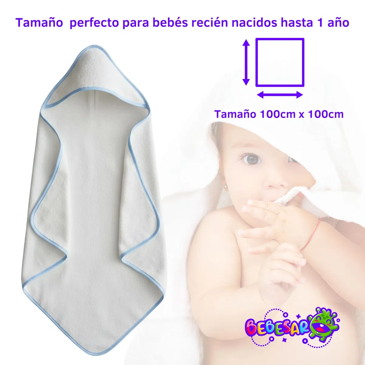 Capa de baño Bebe Personalizada 100x100cm - Algodón Toalla Bebe Recien Nacido Personalizada con Nombre – Regalos Bebes Recien Nacidos Originales – Hecho en España (Perro Rosa)