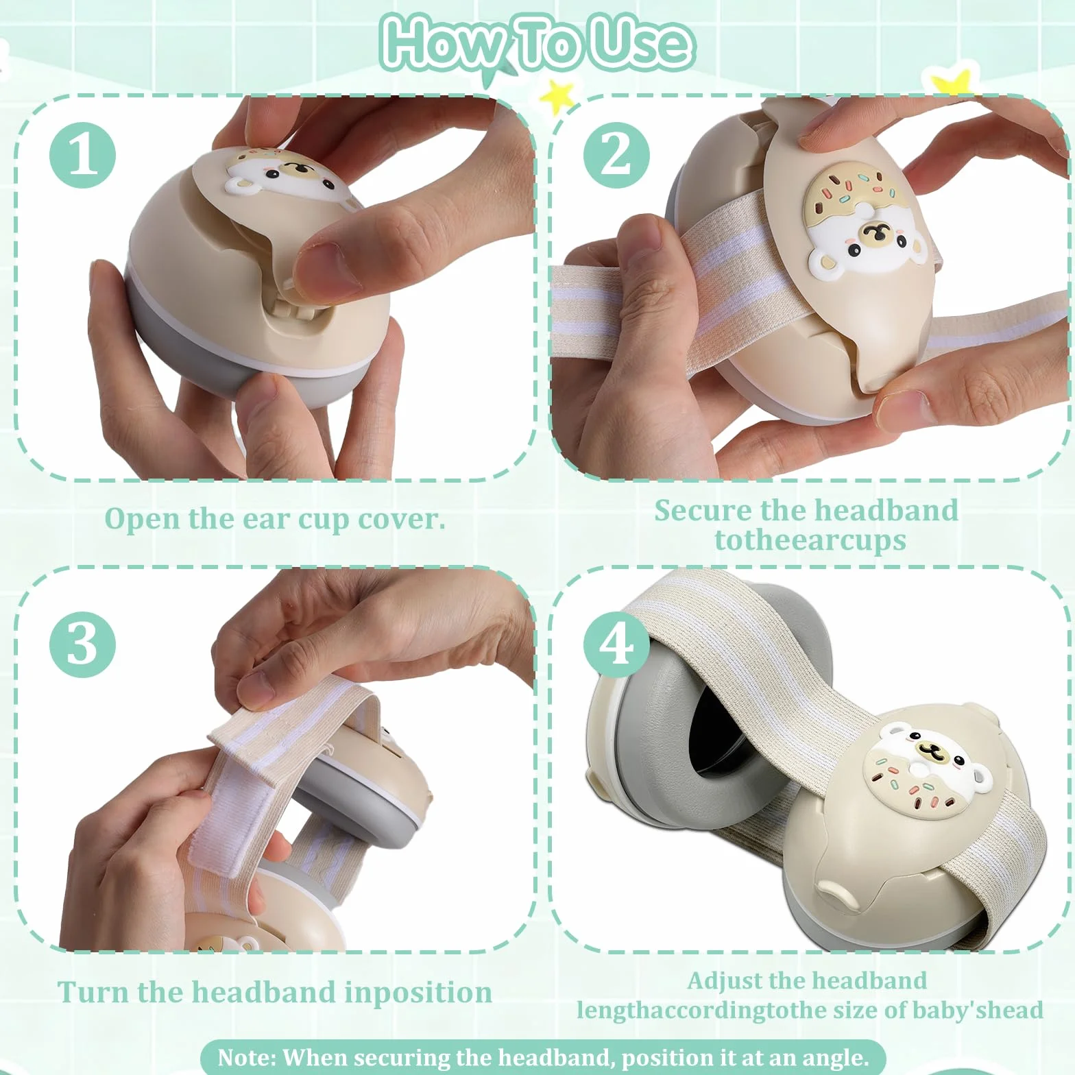 Cascos Bebe Antiruido,2 en 1 Cascos Antiruido Bebe,Ajustable Auriculares Bebe Antiruido,Protector Auditivo Bebe Diadema Suave Ideal Para Dormir, Viajes en AvióN y Fiestas