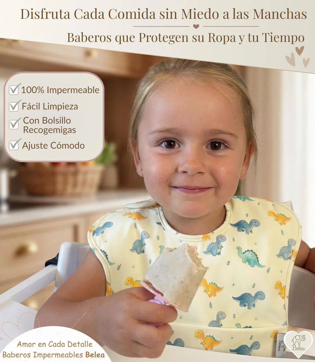 Pack 2 Baberos Bebe Impermeables Sin Mangas BLW 6 Meses a 5 Años Bolsillo Recogemigas Babete Impermeável Babero Infantil Sin BPA Regalo Baby Shower Cumpleaños Bebé