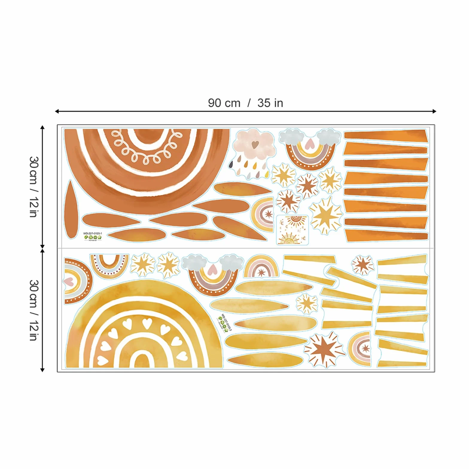 wondever Pegatinas de Pared Arcoiris Grande Sol y Nubes Adhesivos Pared Decorativos Estrellas Infantiles Vinilos Pared para Habitación Bebés Dormitorio Guardería