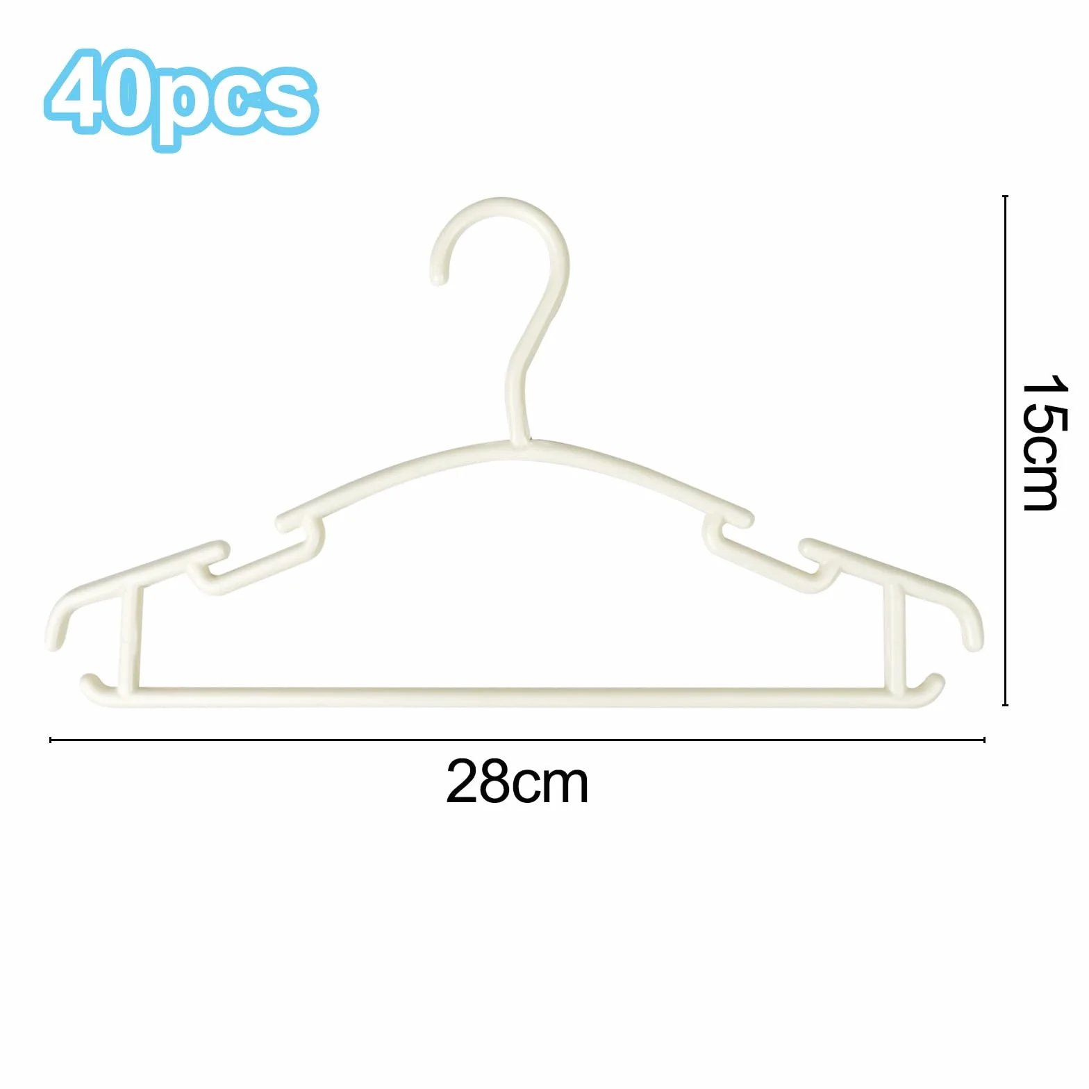 Lectorias Pack de 40 Perchas Ropa Bebe Blanco 28 cm, Perchas Infantiles con Ganchos para Ahorrar Espacio para, Perchas Niños Duraderas de Plástico para Ropa Infantil Pantalones Abrigos Faldas
