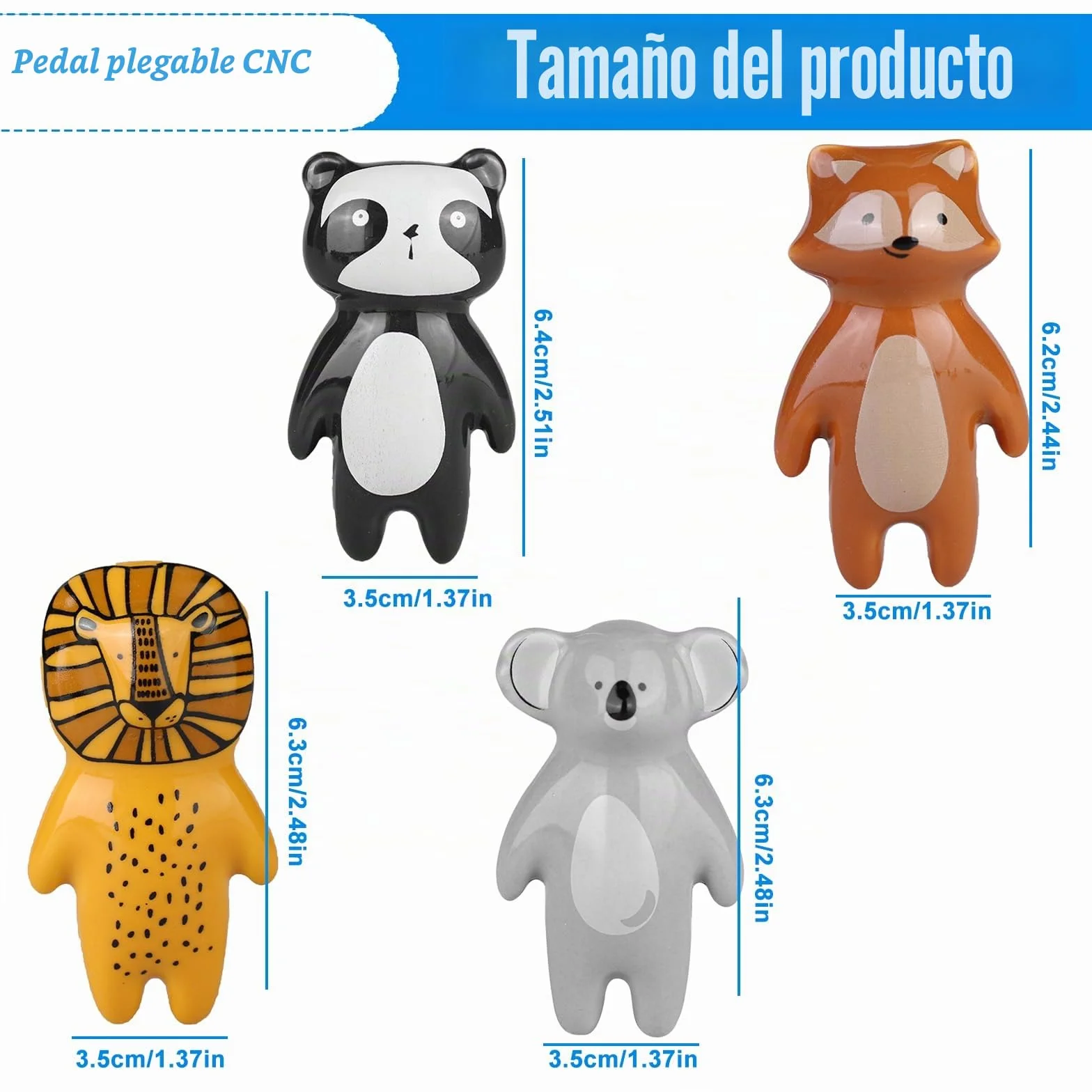 Pomos de Armario Con Forma de Animales: 4 Unidades de Tiradores de Cerámica Para Cajón, Caricatura Para Hogar, Cocina, Niños, Dormitorio