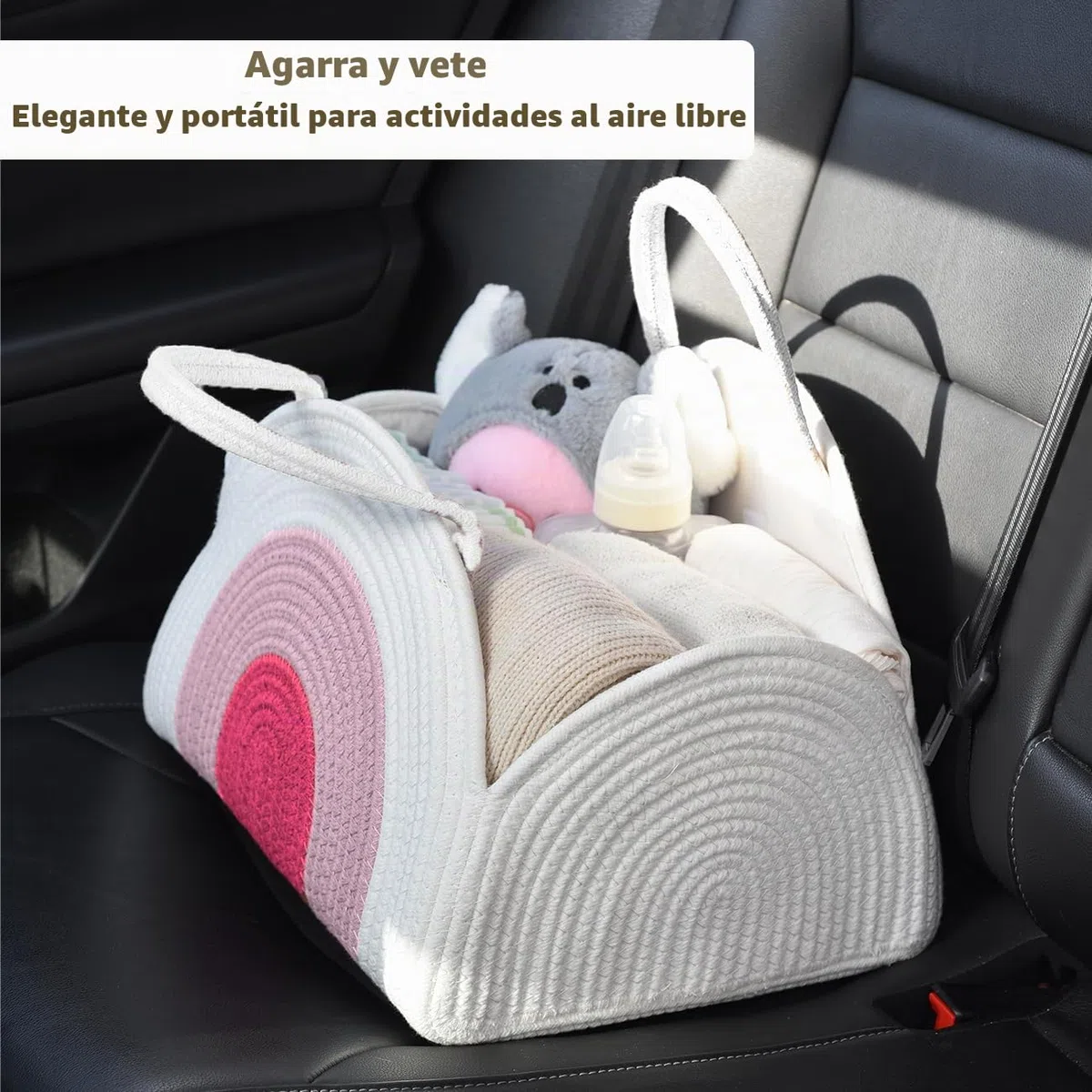 Organizadora para Bebé, Organizador de Pañales para Cambio de Bebé, Organizador de carrito de pañales para bebés con Compartimentos Desmontables (Rosa arcoíris)