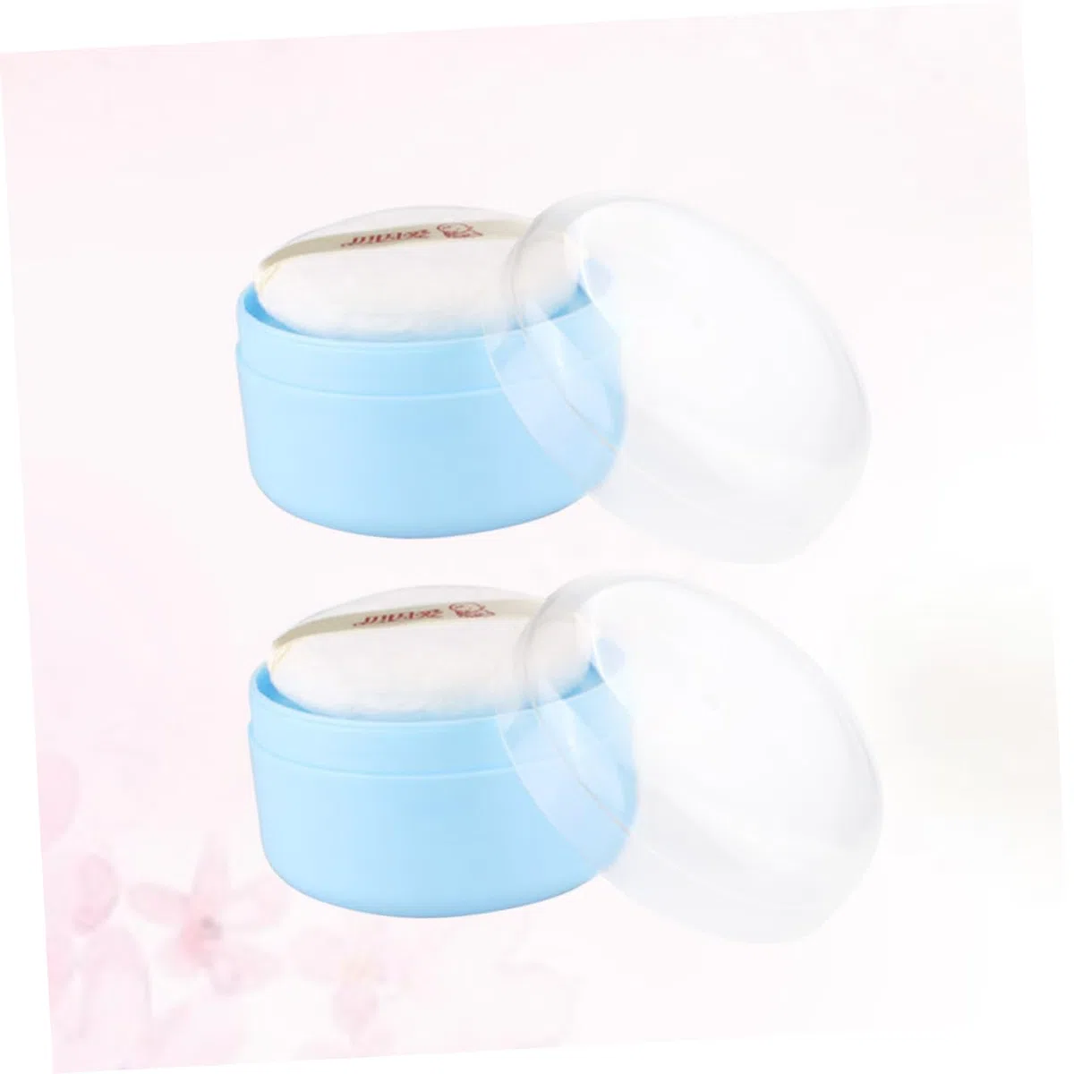ERINGOGO Juego de 2 Puff de Polvo Corporal para Bebés con Aplicador Esponja y Cedazo, Envase Plástico Azul para Uso Diario en Casa, Aplicación Uniforme y Portátil