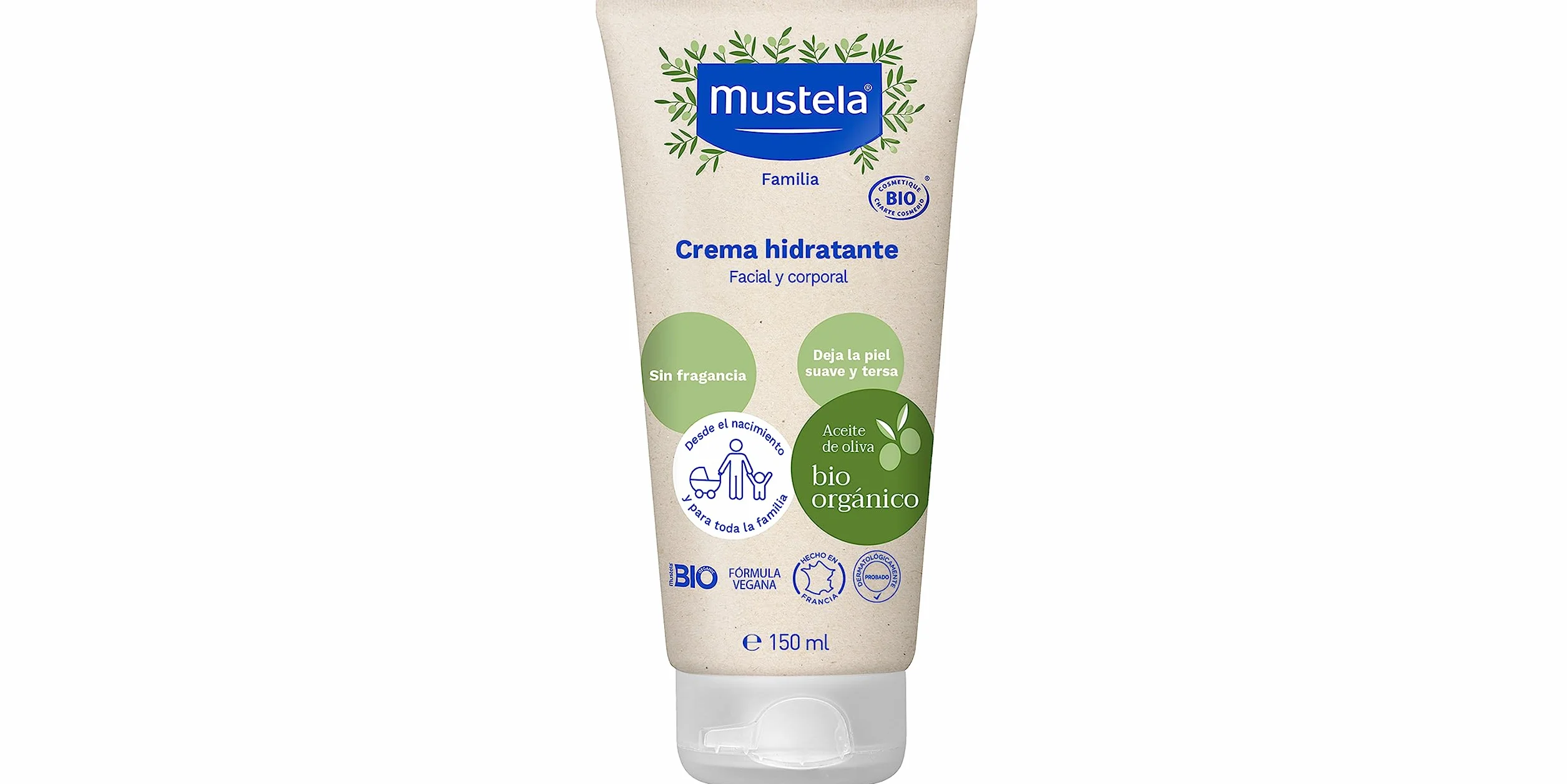 Mustela Crema Bio Organico Hidratante Facial y Corporal, 150 ml