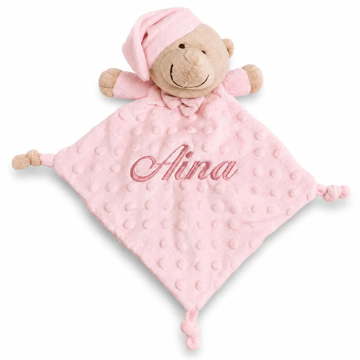 Danielstore Doudou Bebé Personalizado con Nombre Bordado, Mantita de Apego Suave Tacto Terciopelo 28x17 cm, Regalo Recién Nacido, Baby Shower, Bautizo (Osito)