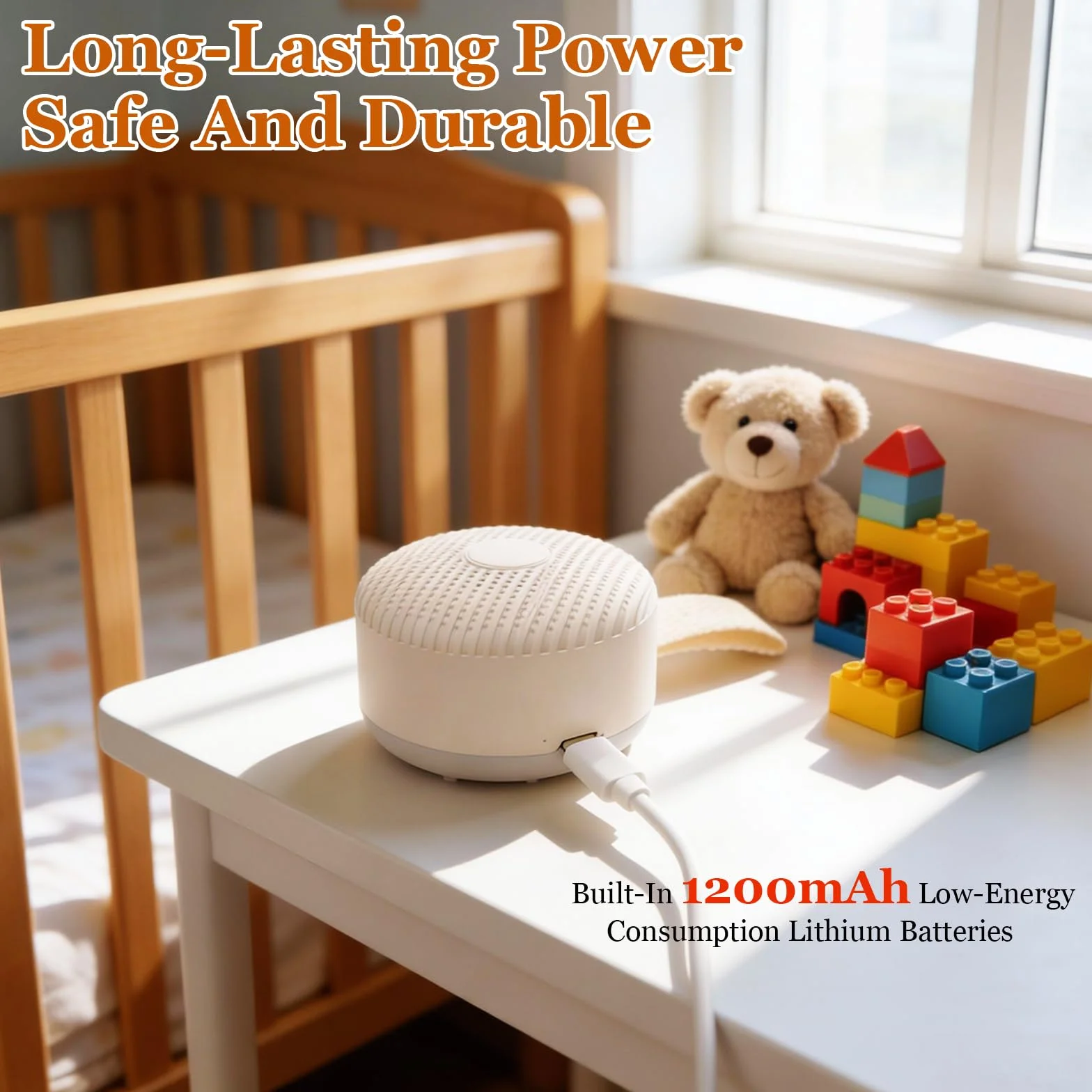 White Noise Machine Portátil con 24 Sonidos Relajantes, Luz Nocturna y Temporizador USB-C para Bebé Niños Adultos