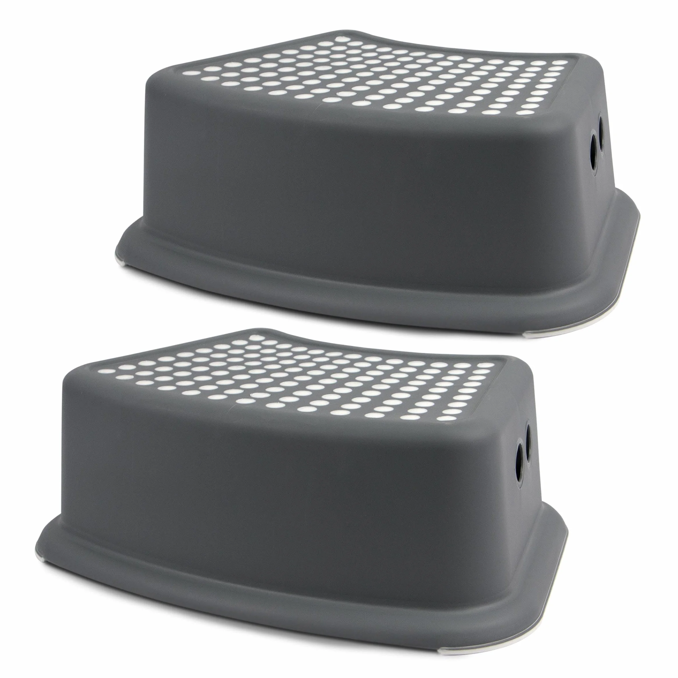 Taburete Infantil Pack de 2 Uds 150 Kg 37x25.5x13 cm PP + PTR Base Antideslizante 1 Peldaño Gris