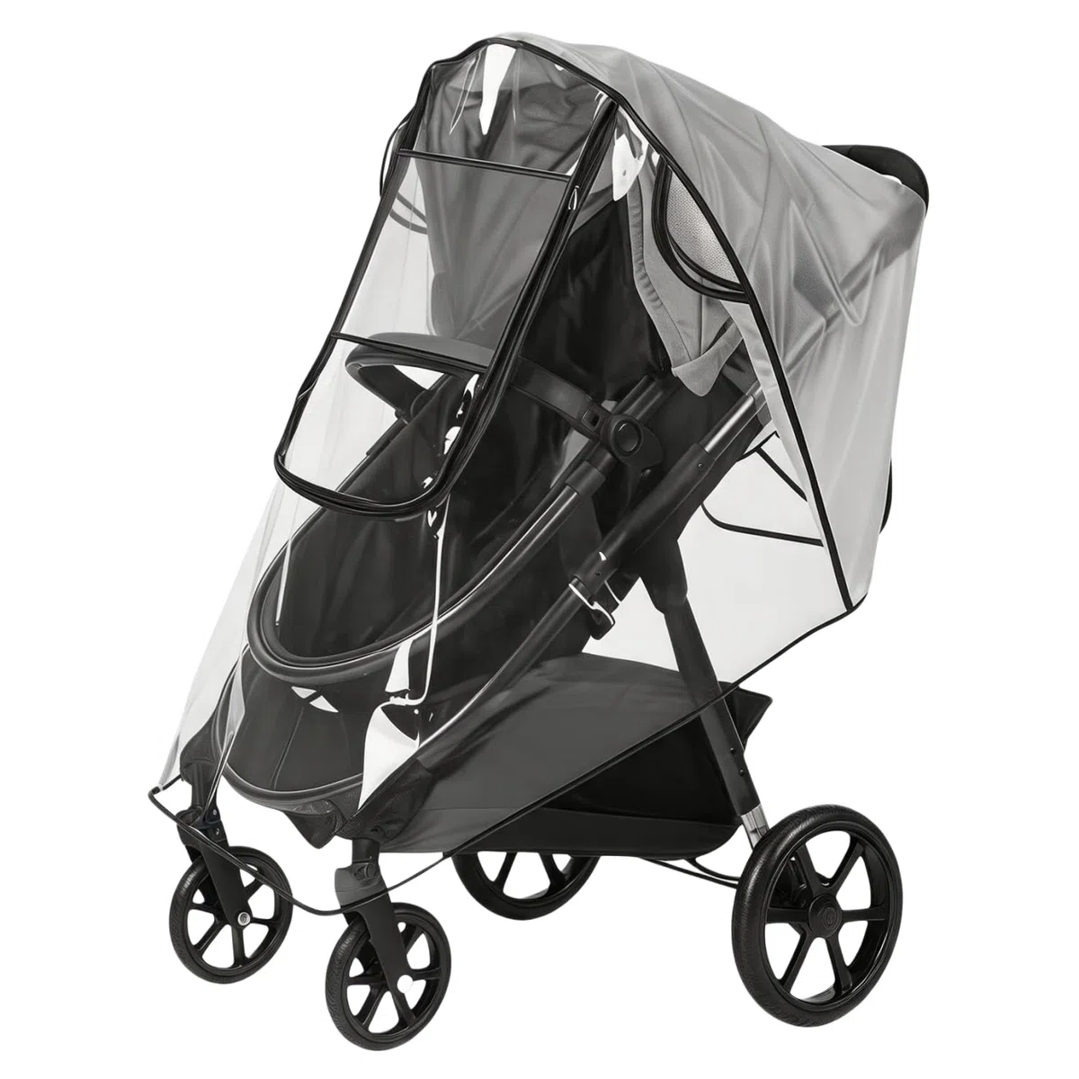 Plastico Lluvia Silla Paseo Universal, Protector Lluvia Carro Bebe Universal con Gran Ventana y Cremallera Impermeable – EVA de Calidad Alimentaria, Transpirable, Anti-Viento y Anti-Nieve