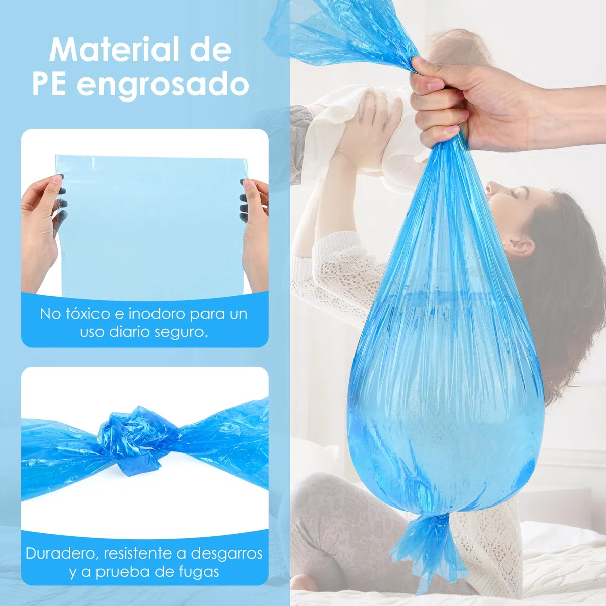 Recambios Contenedor de Pañales 12 Piezas Recambios de Papeleras de Pañales Bebe Compatible con Todos los Cubos de Pañales (Azul)