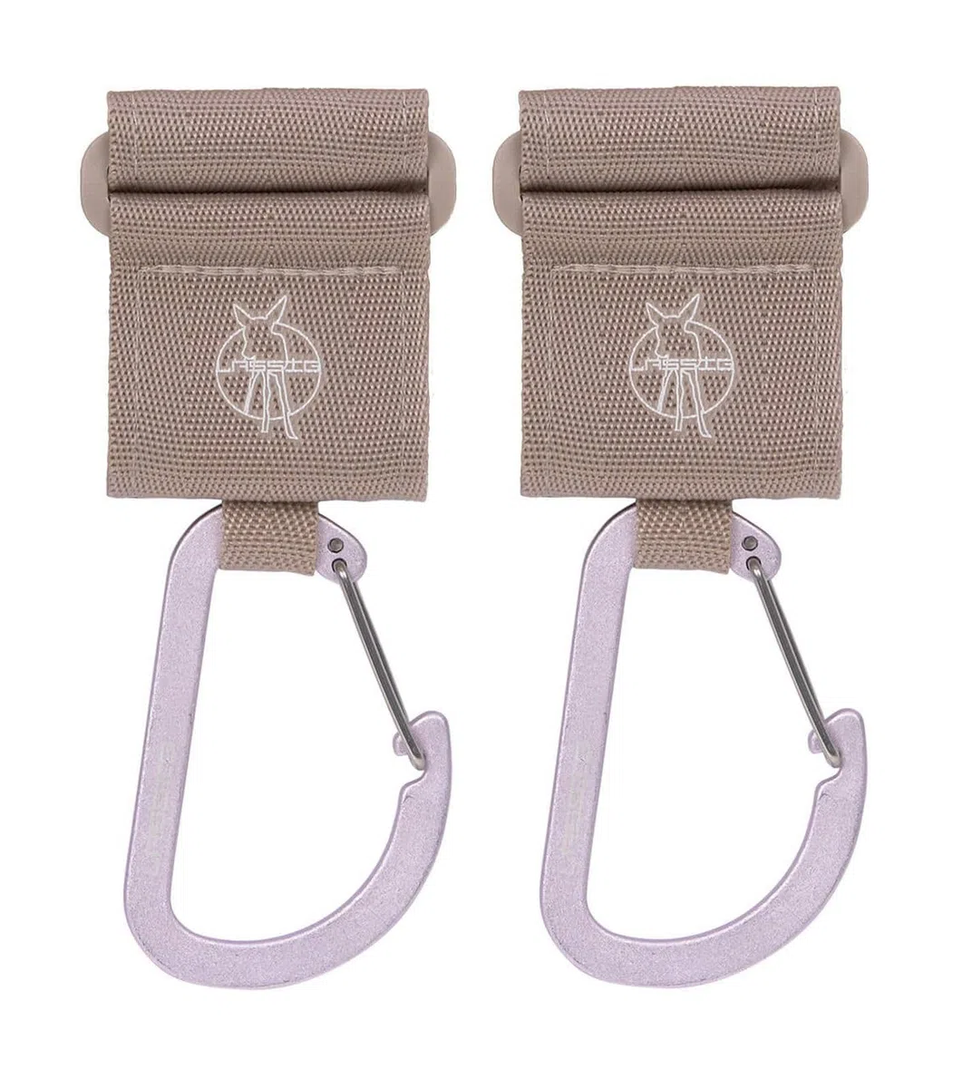 LÄSSIG Accesorio para cochecito (2 pcs.) Gancho de velcro Carabiner Gancho para cochecito Gancho para compras Metal/Stroller Hooks with Carabiner beige