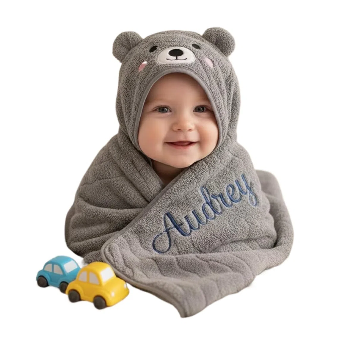 Toalla personalizada con capucha para bebé, regalo para recién nacido, toalla con capucha de algodón puro para baby shower, toalla de piscina para niños (105 x 105 cm)
