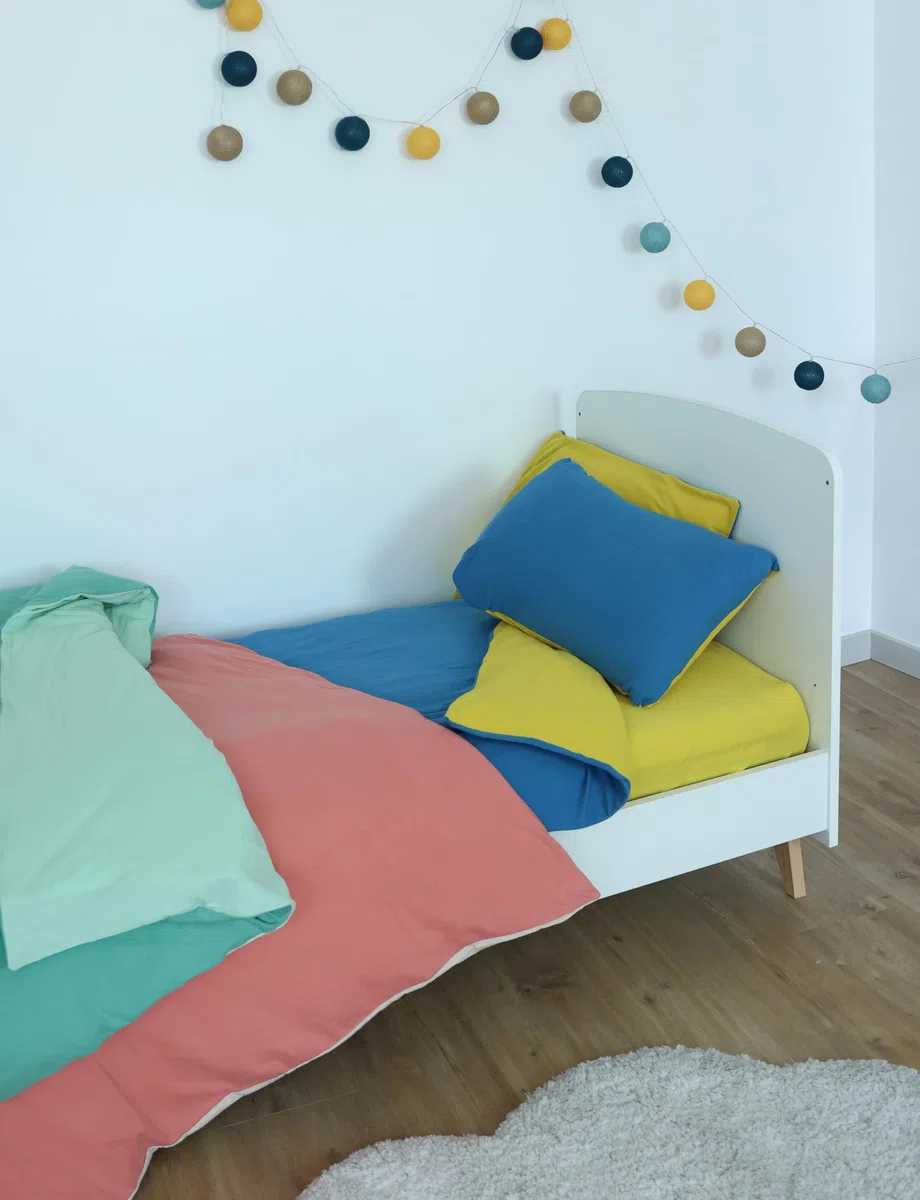 Domiva – Juego de edredón de 75 x 120 + Funda de Almohada 35 x 45 cm, Perla/Blanco