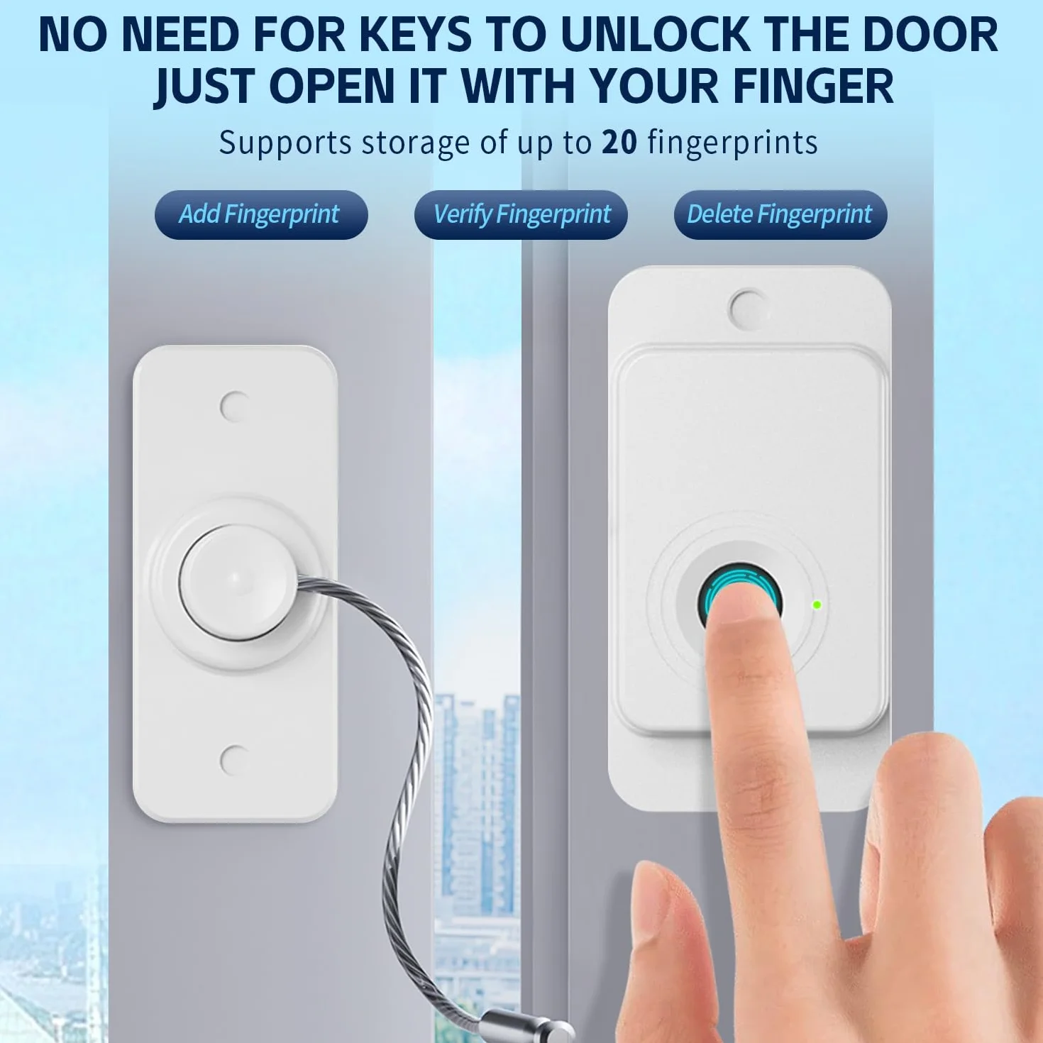 Cerradura Nevera de Huellas Dactilares, Cierre Seguridad Cajones Bebe, Seguro Puertas Bebe, LíMites de Ventanas Abiertas, Carga USB, Adecuadas Para Uso DoméStico y De Oficina (Blanco, 1 Pieza)