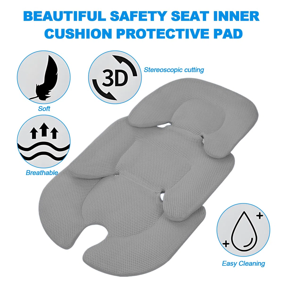 MeYuxg Inserte el Asiento Infantil, la Cubierta Universal del Bebé, la Cabeza y la Sesión con el Asiento del Bebé más Pequeño, del Automóvil y la Silla Alta (Gris)