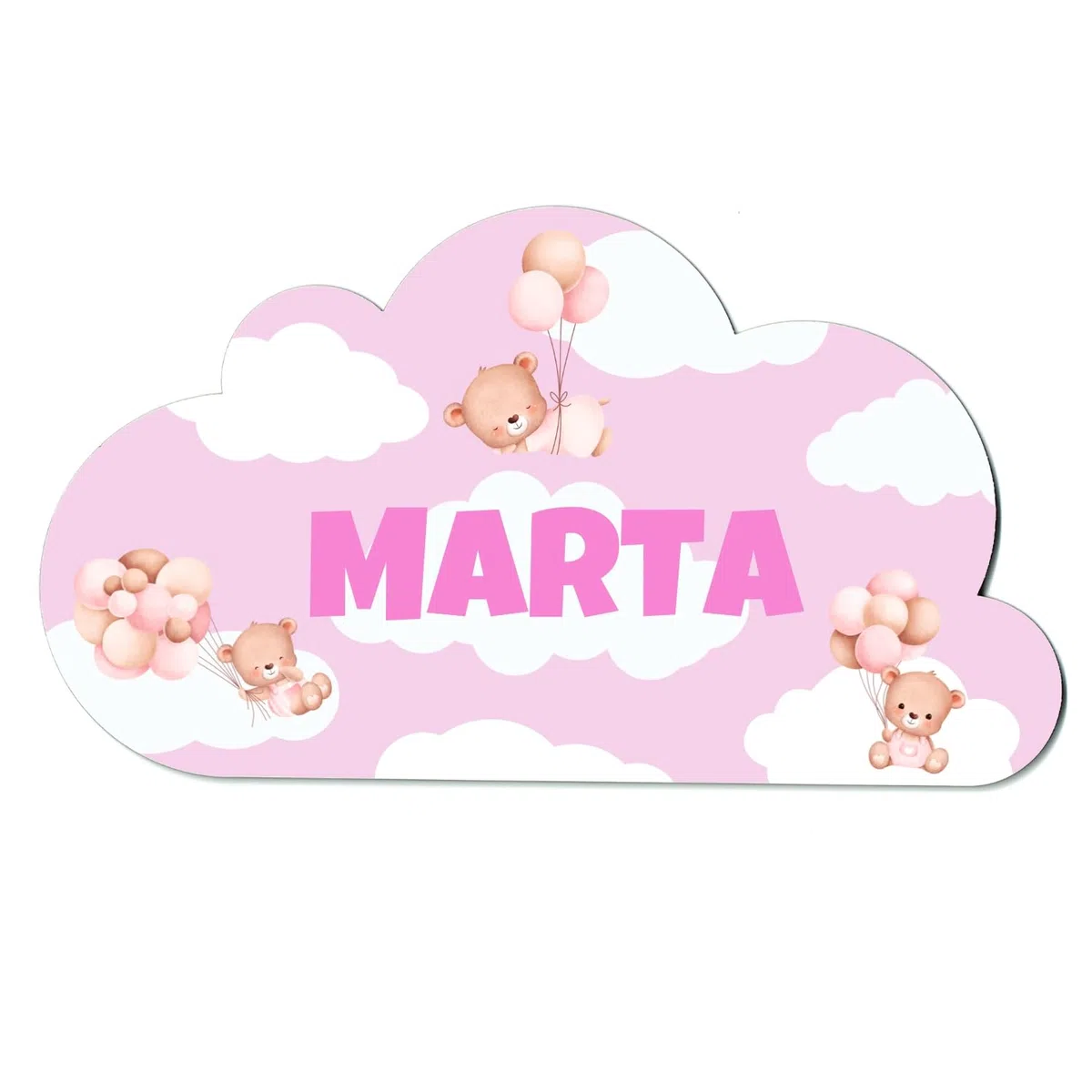 Regalos para bebé recién nacido. Placa personalizada para puerta. Decoración habitación juvenil. Nombre en madera personalizado (Rosa)