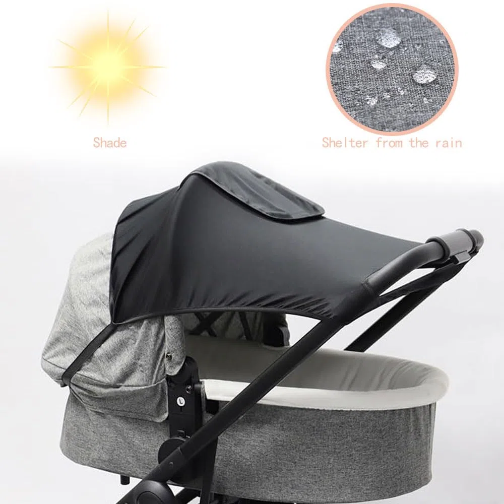 parasol carrito bebe, sombrilla carro bebe universal Con ventana de visualización capota universal silla paseo, Protección solar cómoda y eficaz, transpirable por los laterales, negro