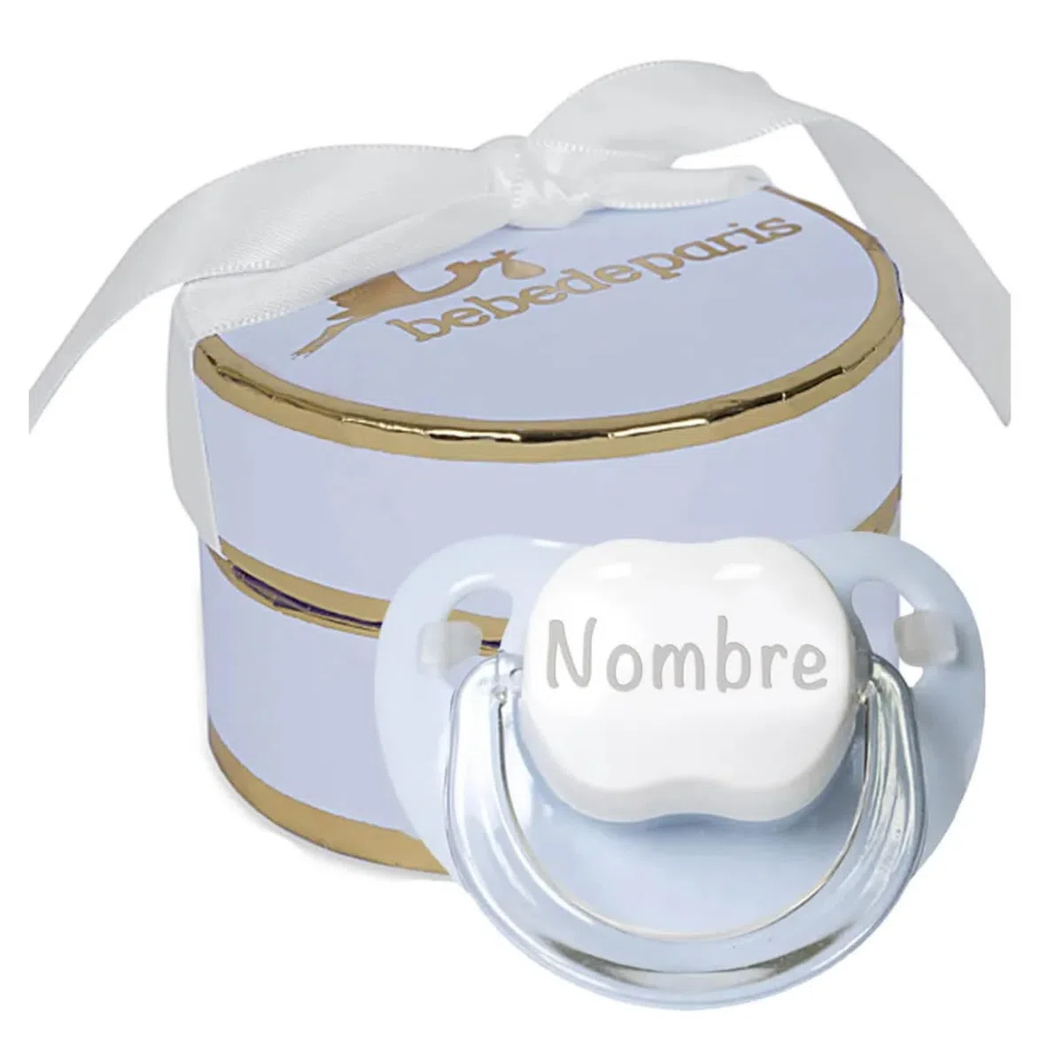 Chupete Personalizado 0 a 6 Meses con Nombre | Regalo Bebe Recien Nacido Niño | Tetina de Silicona Sin BPA | Suave Cómodo y Seguro | Presentado en Caja Regalo de Lujo (Azul) | BebeDeParis