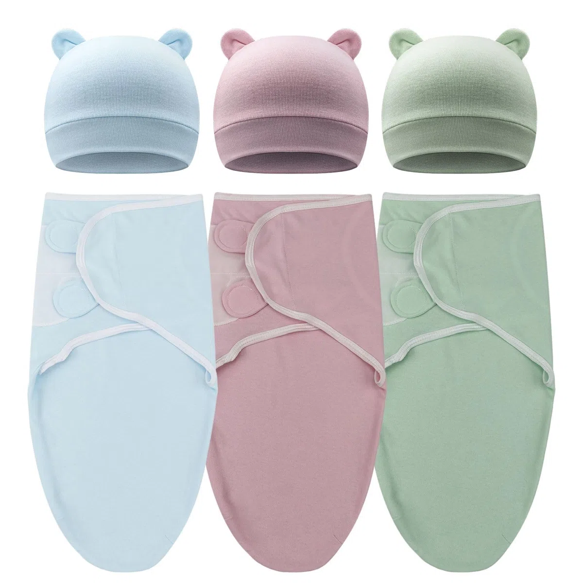 DRESHOW Recién Nacido Swaddle Manta Sombrero Set Bebé Impreso Swaddles Infantil Ajustable Sleep Sack para 0-3 Meses Niñas Niños