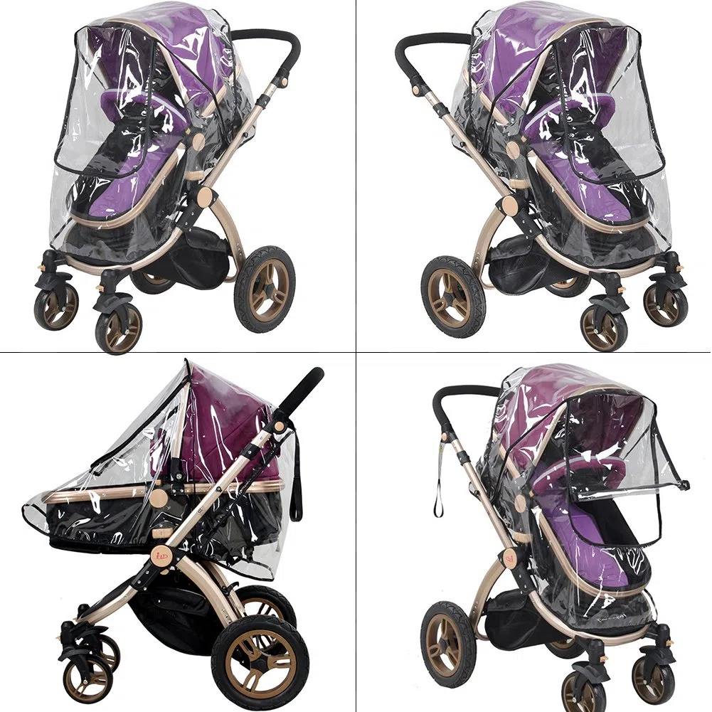 Burbuja de Lluvia Protector Cubierta contra Lluvia y Viento Impermeable para Silla de Paseo de Bebé y Carrito con una Bolsa Organizadora de Malla para Guardar Cosas