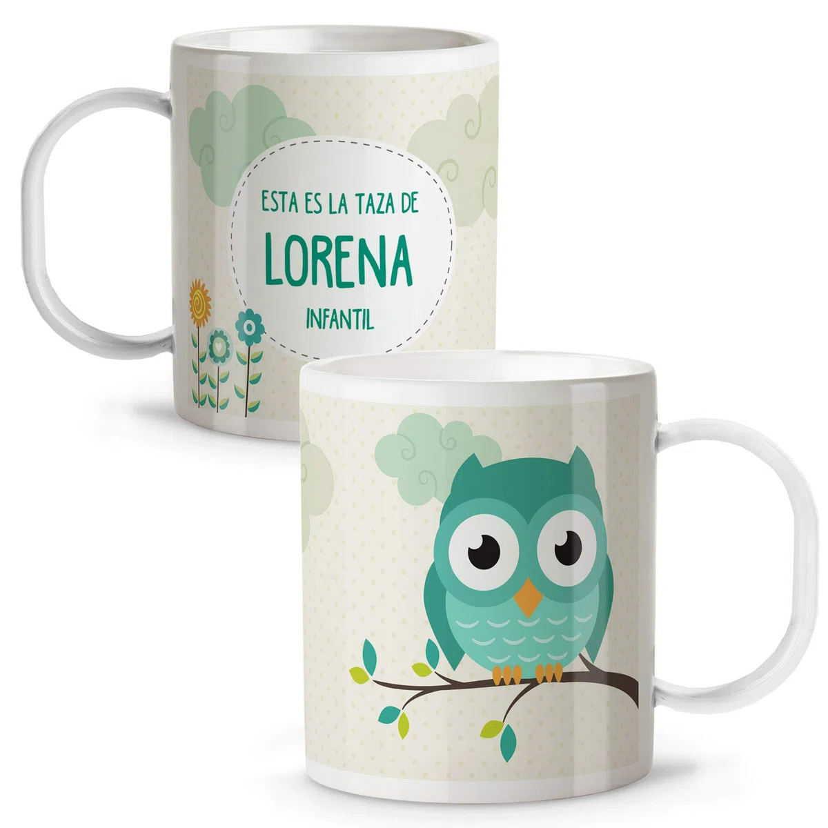 LolaPix Taza plastico personalizada. Taza Plastico Infantil Personalizada. Vaso Infantil Personalizado. Tazas Personalizadas con Nombre SIN BPA. 5 COLORES. Buho