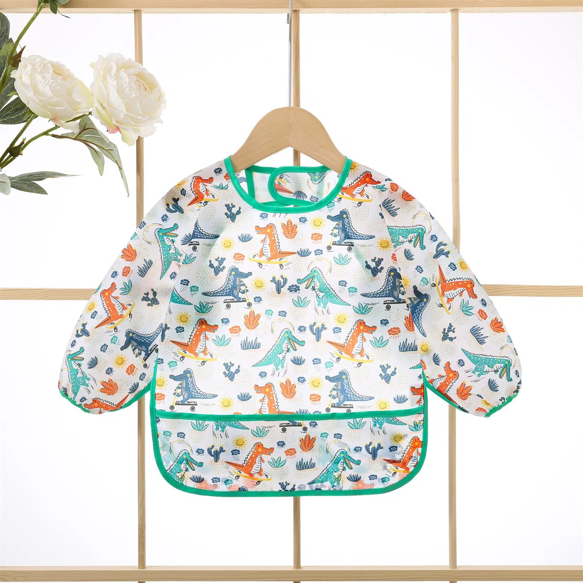 Paquete de 3 Babero con Mangas Impermeable 6-30 Meses Baberos Babetes Bebe lavables