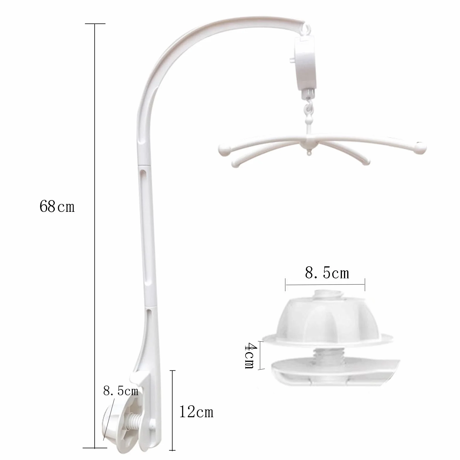 Soporte móvil para cuna de bebé 68 cm brazo móvil con caja de música ligera