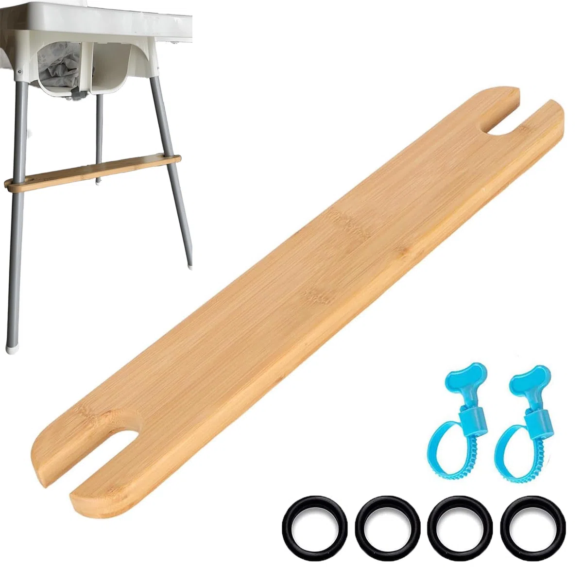 Reposapiés para Trona, Reposapiés Ajustable Antideslizante Compatible con la Trona Antilop de IKEA, Reposa Pies para Tronas de Bebe, Accesorios para Trona Bebe (Bambú)