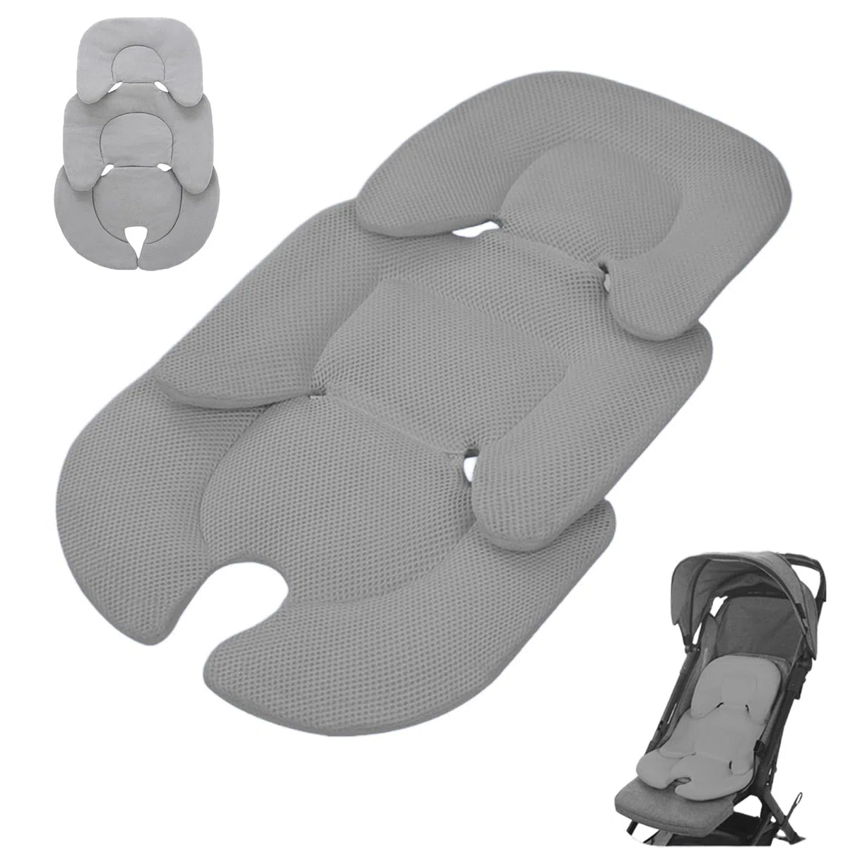 MeYuxg Inserte el Asiento Infantil, la Cubierta Universal del Bebé, la Cabeza y la Sesión con el Asiento del Bebé más Pequeño, del Automóvil y la Silla Alta (Gris)