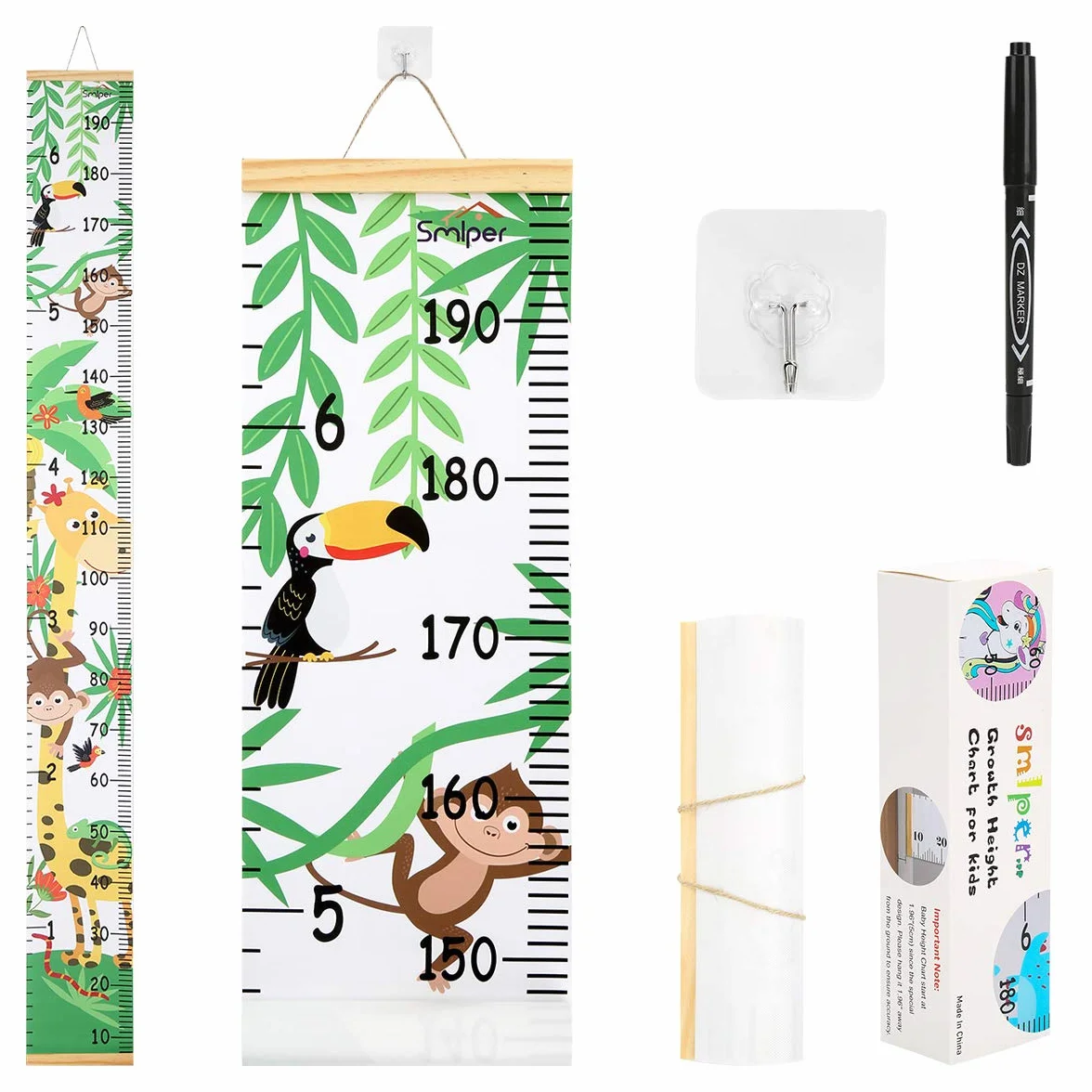 Regla para Colgar en la Pared para Bebés, Con Tabla de Crecimiento para Bebés para Decoración de Habitación de Guardería 200 x 20 cm