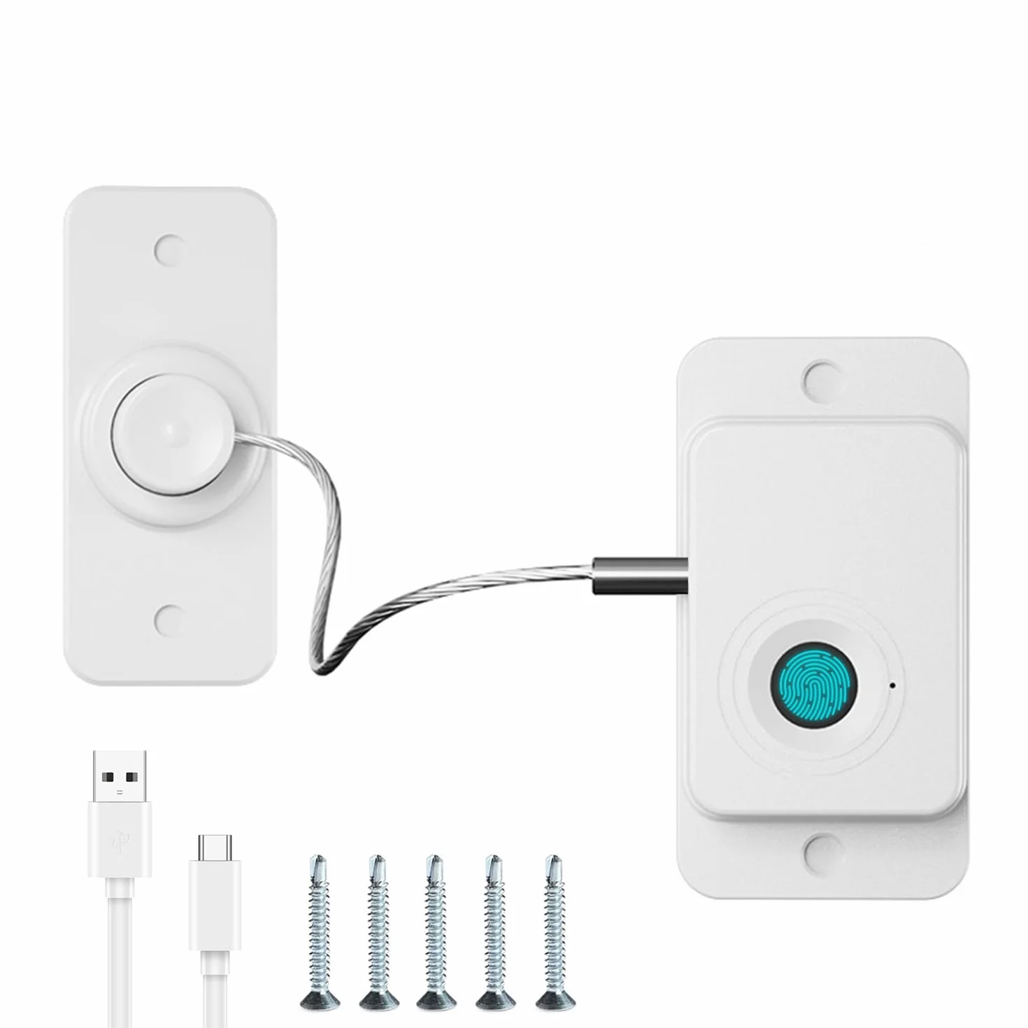 Cerradura Nevera de Huellas Dactilares, Cierre Seguridad Cajones Bebe, Seguro Puertas Bebe, LíMites de Ventanas Abiertas, Carga USB, Adecuadas Para Uso DoméStico y De Oficina (Blanco, 1 Pieza)