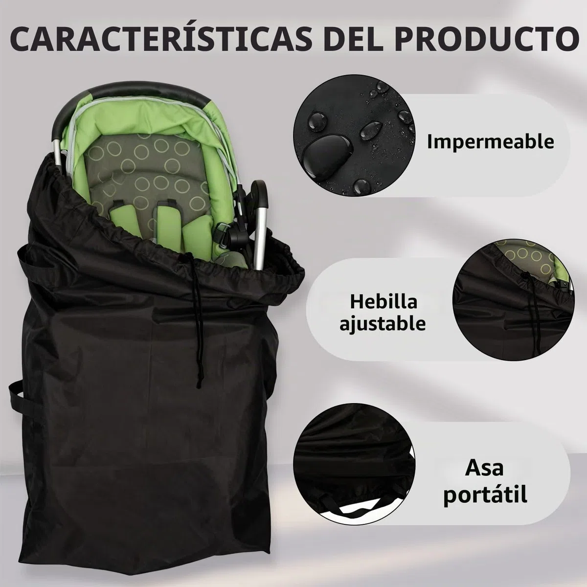 Bolsa Carro Bebe,Bolso de Viaje para Cochecito de Bebé, Bolsa de Almacenamiento Impermeable y Ligera con Correa, 114x39x30 cm, Ideal para Paseos, Viajes en Avión y Día a Día