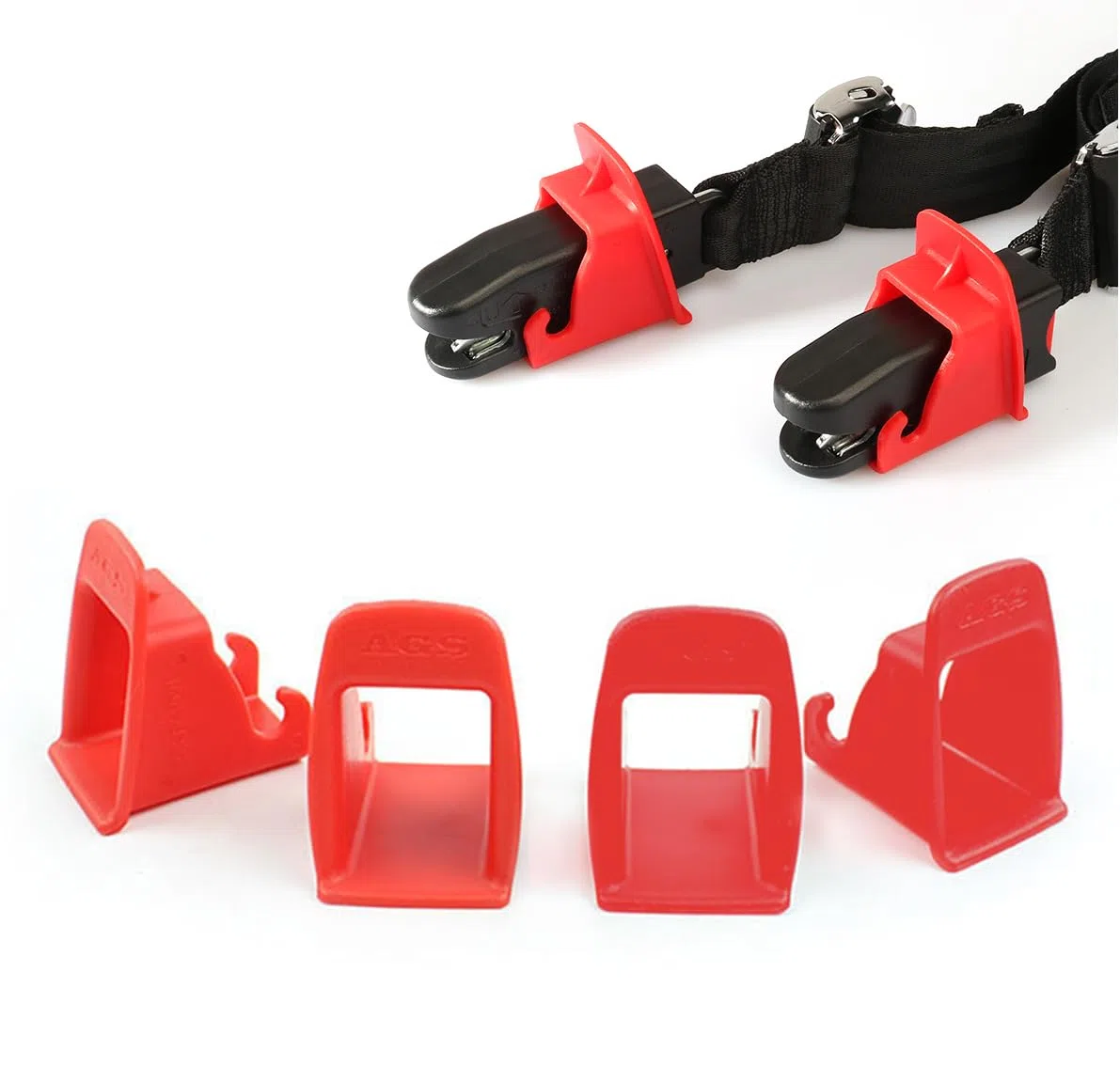Amacoam Anclajes isofix, 4 Piezas ISOFIX Universal para Coche Adaptador isofix Sistemas de Fijación Unviersal para Asientos de Coche (Rojo)