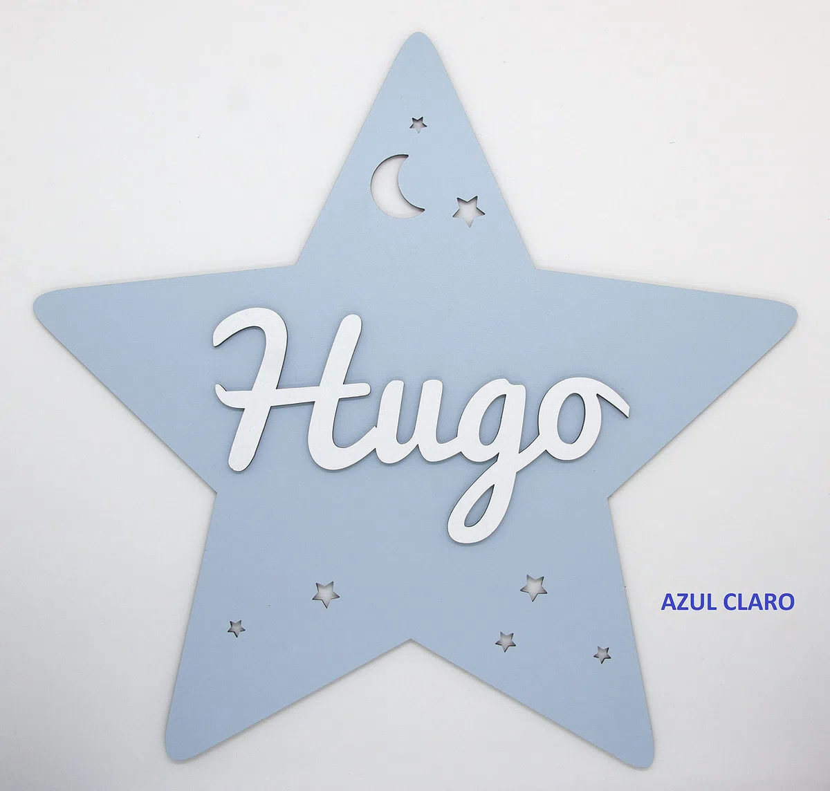 Placa estrella de madera personalizada con nombre. COLORES VARIOS