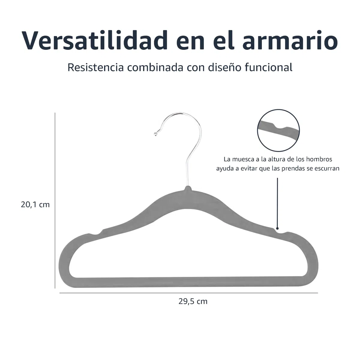 Amazon Basics Perchas Antideslizantes de Terciopelo (Bebés y Niños Pequeños), 29,5cm (para Ropa de Bebé), Paquete de 30, Gris