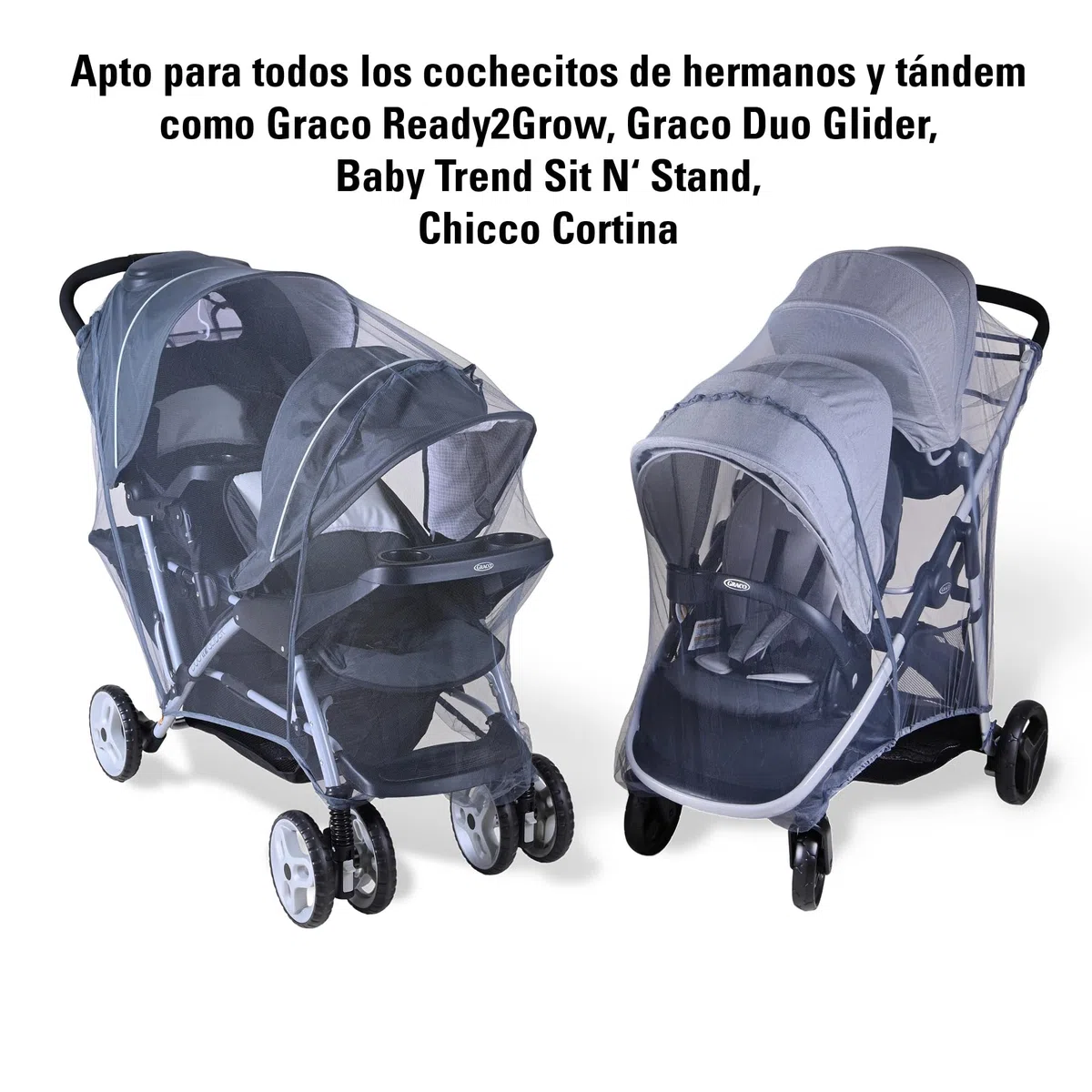 Mosquitera para cochecito XXL – Mosquitera y mosquitera para carritos hermanos y cochecitos grandes – Universal – Mosquitera – Elástico con bolsa