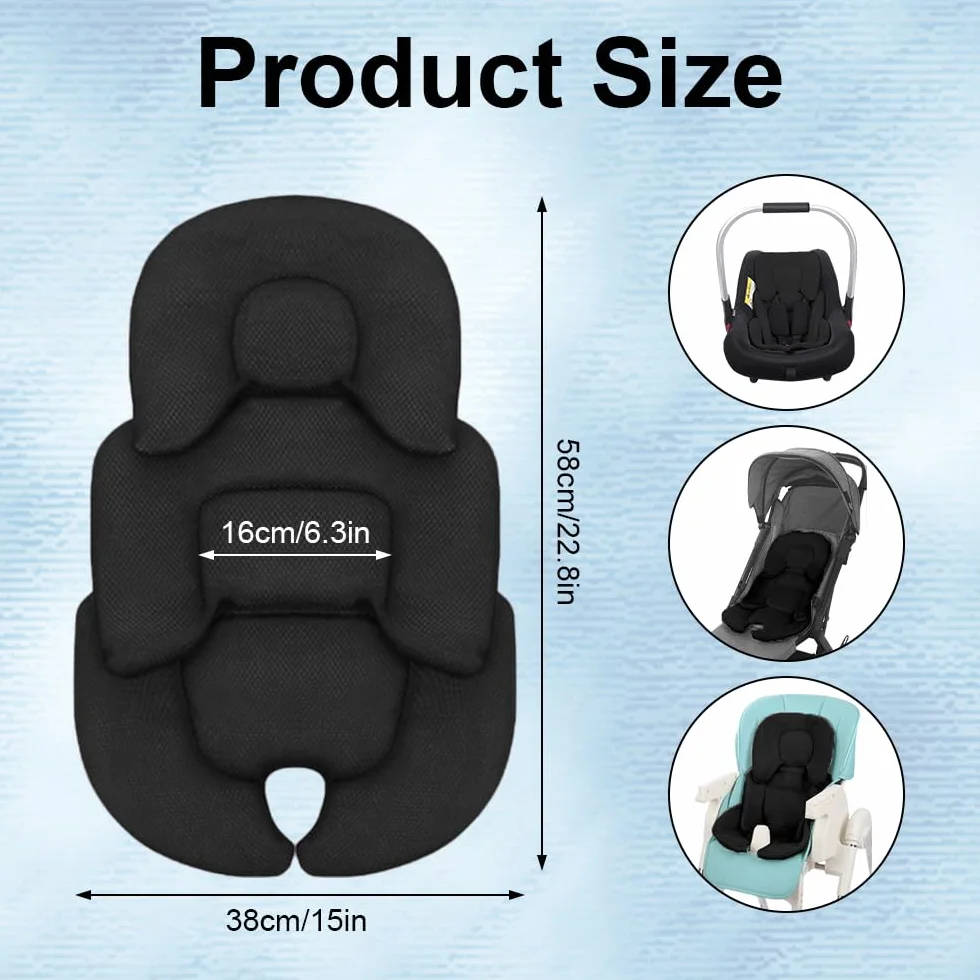 Cojín para Asiento de Automóvil para Recién Nacido, Reductor de Asiento para Cochecito, Soporte para la Cabeza del Asiento de Coche para Recién Nacidos para Asiento de Coche, Silla Alta (Negro)