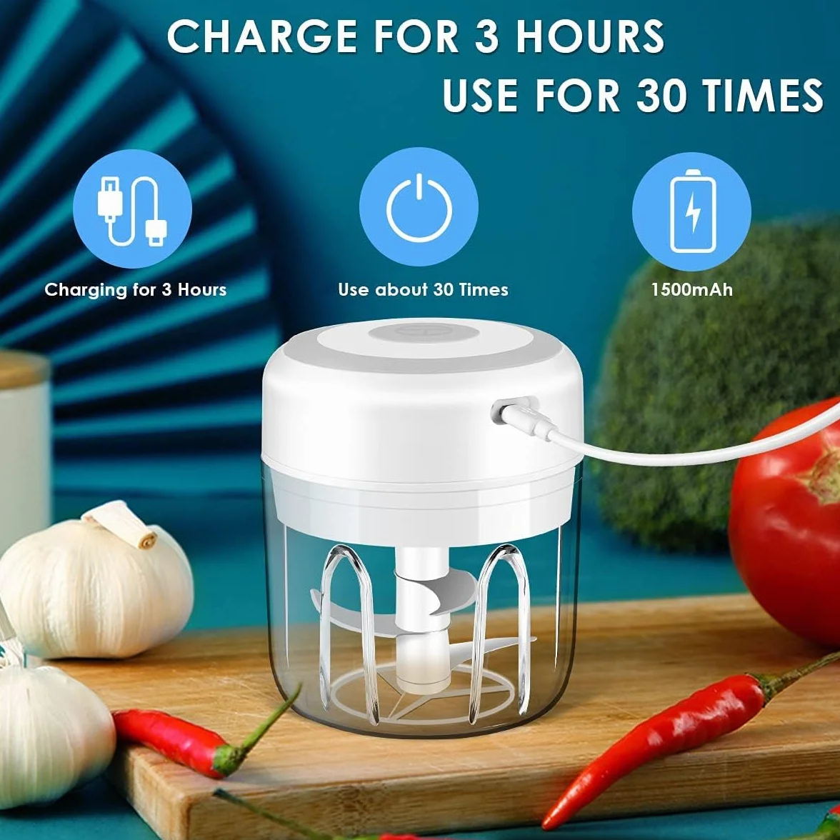 Picadora de ajo eléctrica portátil e inalámbrica, procesador de alimentos con carga USB, picadora de cebolla, picadora de carne, para condimentos de bebés, nueces, pimienta (verde)