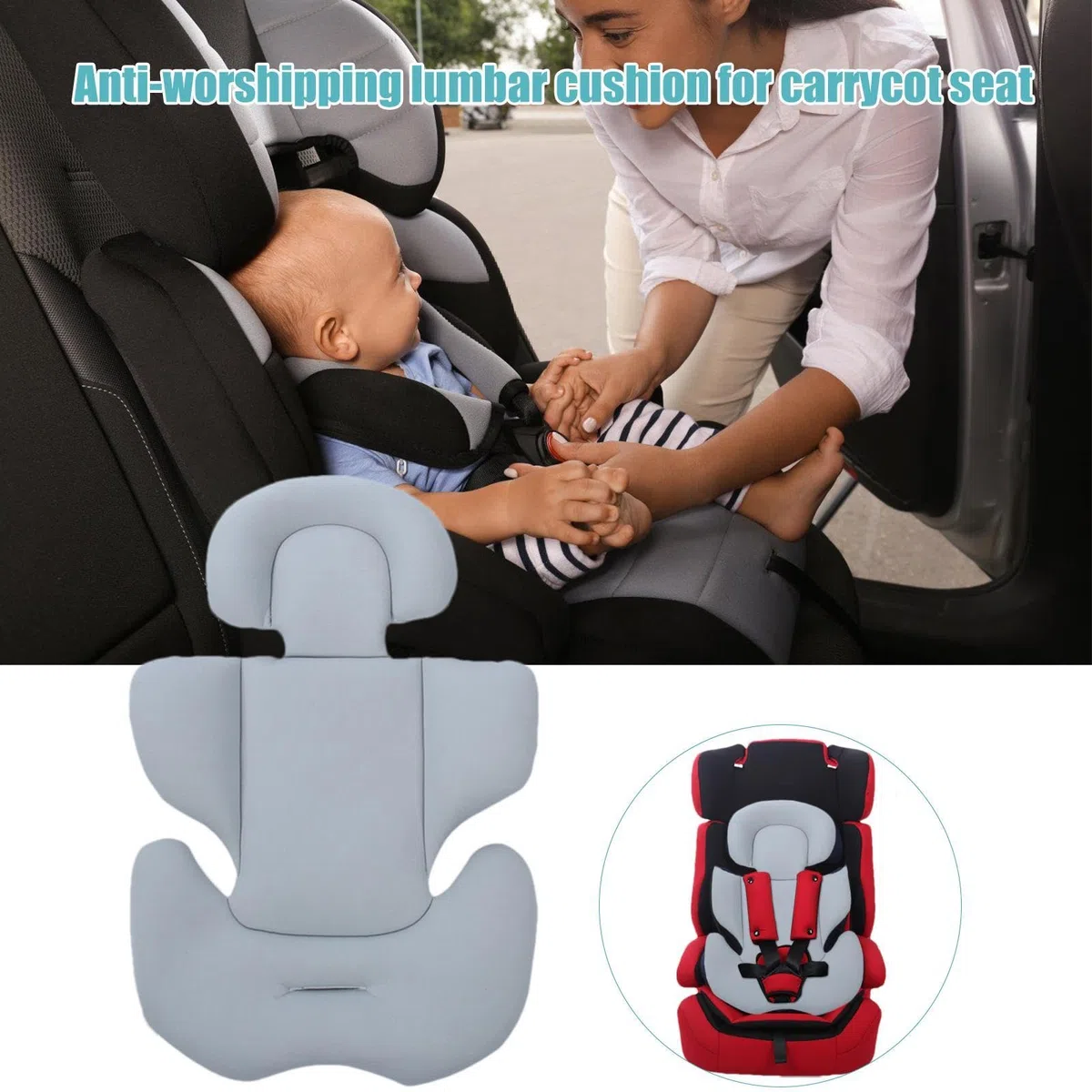 Reductor de asiento de coche de bebé, cojín de inserción de asiento de coche de bebé, almohadilla de apoyo corporal 2 en 1, reductor de asiento de bebé suave, acolchado de doble cara, para cochecitos