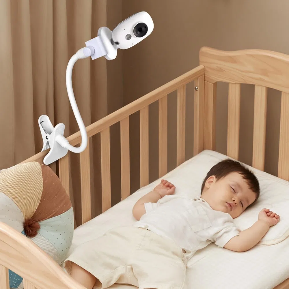 OFFCUP Soporte Camara Vigilancia Bebe, Universal Flexible Soporte para Cámara y Ajustable con Tornillo 1/4", Soporte para Monitor para Bebés para Cuna Mesa Habitación (Clip)